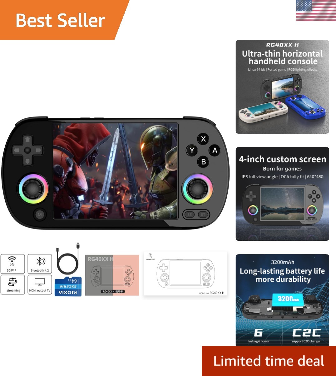 Anbernic RG40XX H Retro Handheld Game Consoles RG40XXH Retro Gaming Console 6…
