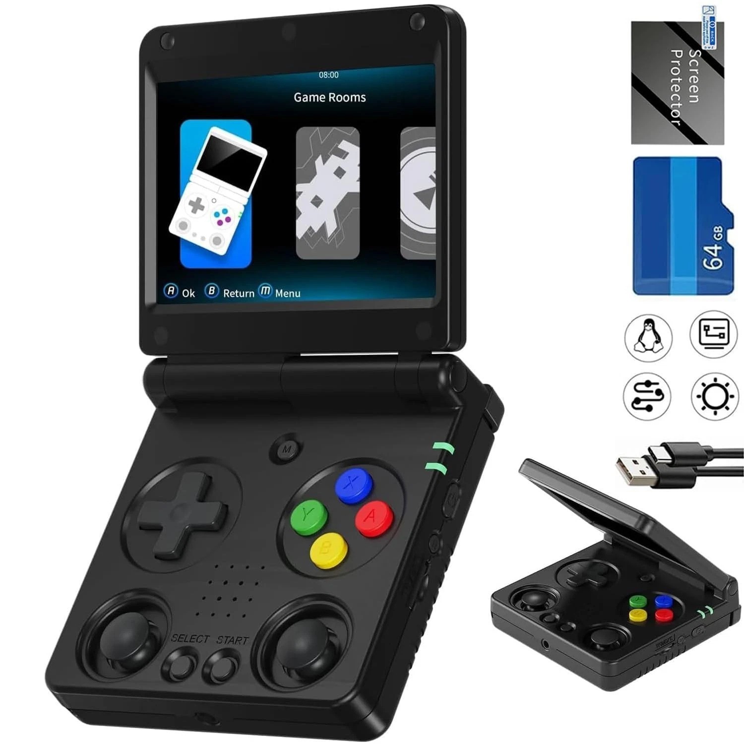 Portable Flip Retro Game Console with 5532 Preloaded Games & 5G WiFi Support