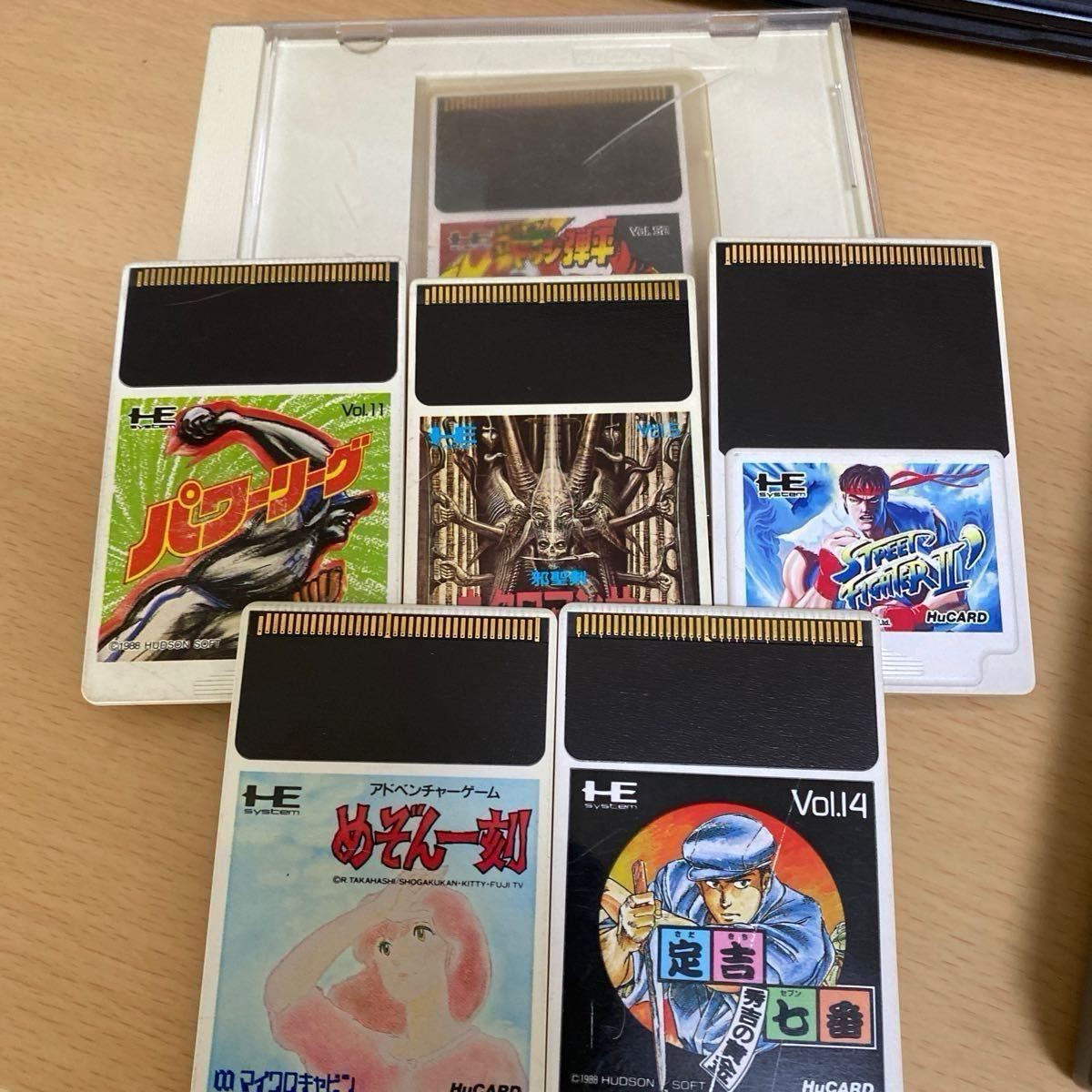 PC Engine CoreGrafx II Console + 7 HuCard Games Set Tested Working Japan