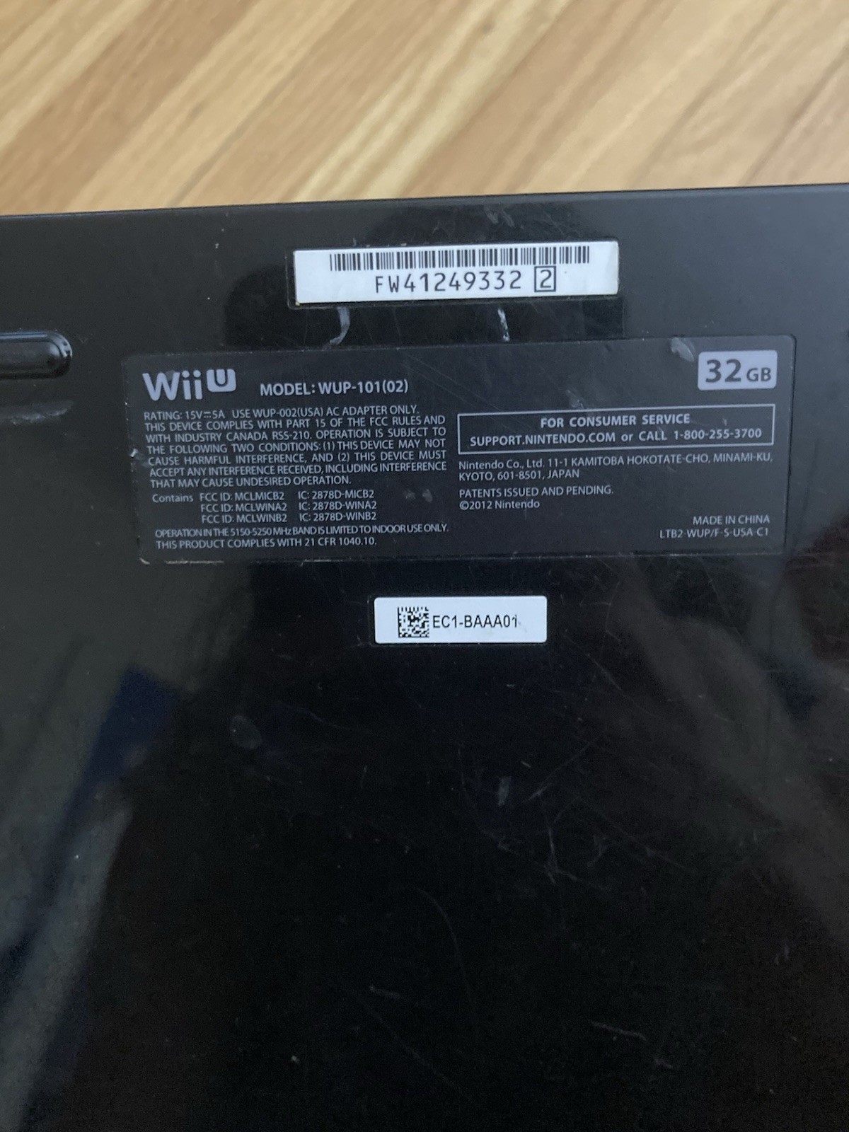 Nintendo Wii U WUP-101 Black Console 32GB w/ Gamepad WUP-010 Works TESTED