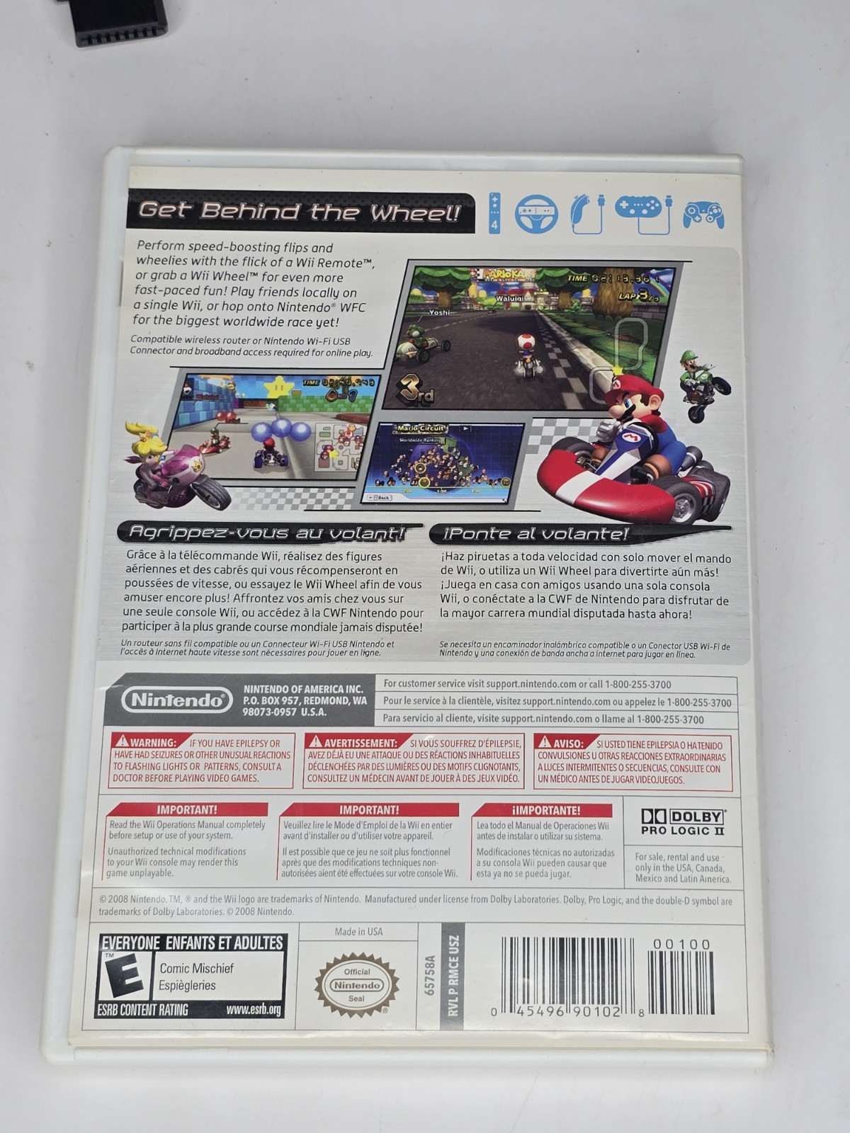 Nintendo Wii / Mario Kart (GameCube Compatible) RVL-001 Motion, Nunchuk & Cables
