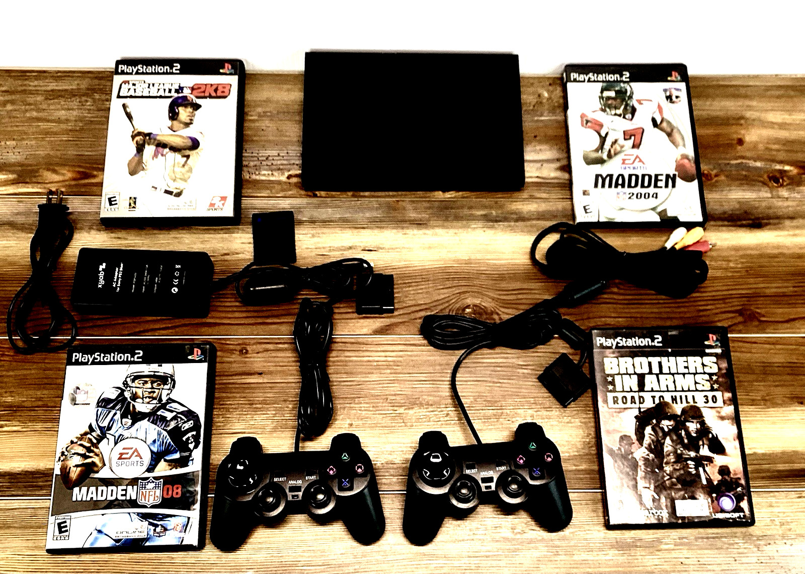 “Sony PS2 Console Bundle Cleaned Tested 2 Controllers 4 Games Works w/ Video”
