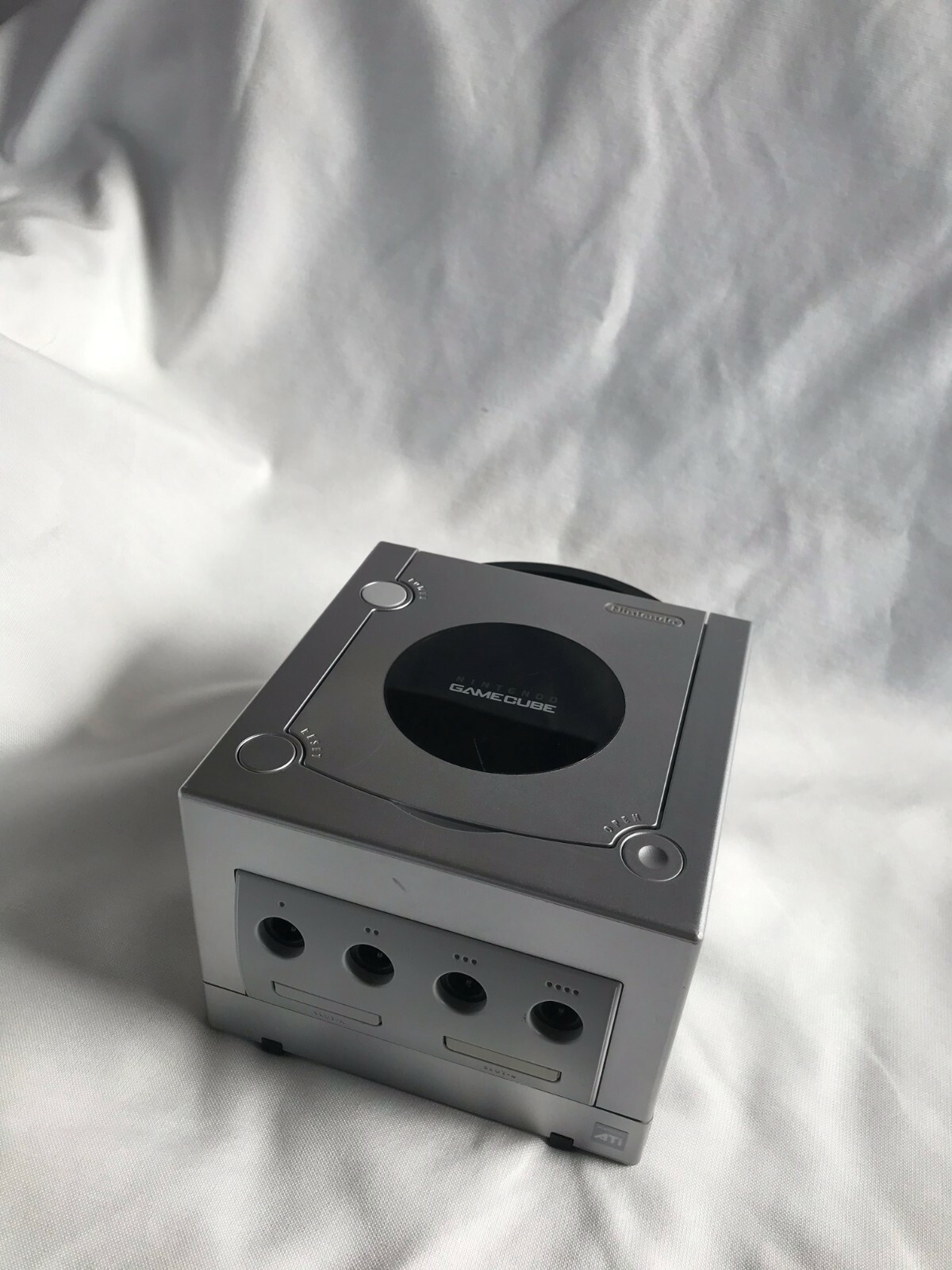 Nintendo GameCube Silver DOL-001 Console, Purple Controller, Cable Set Used