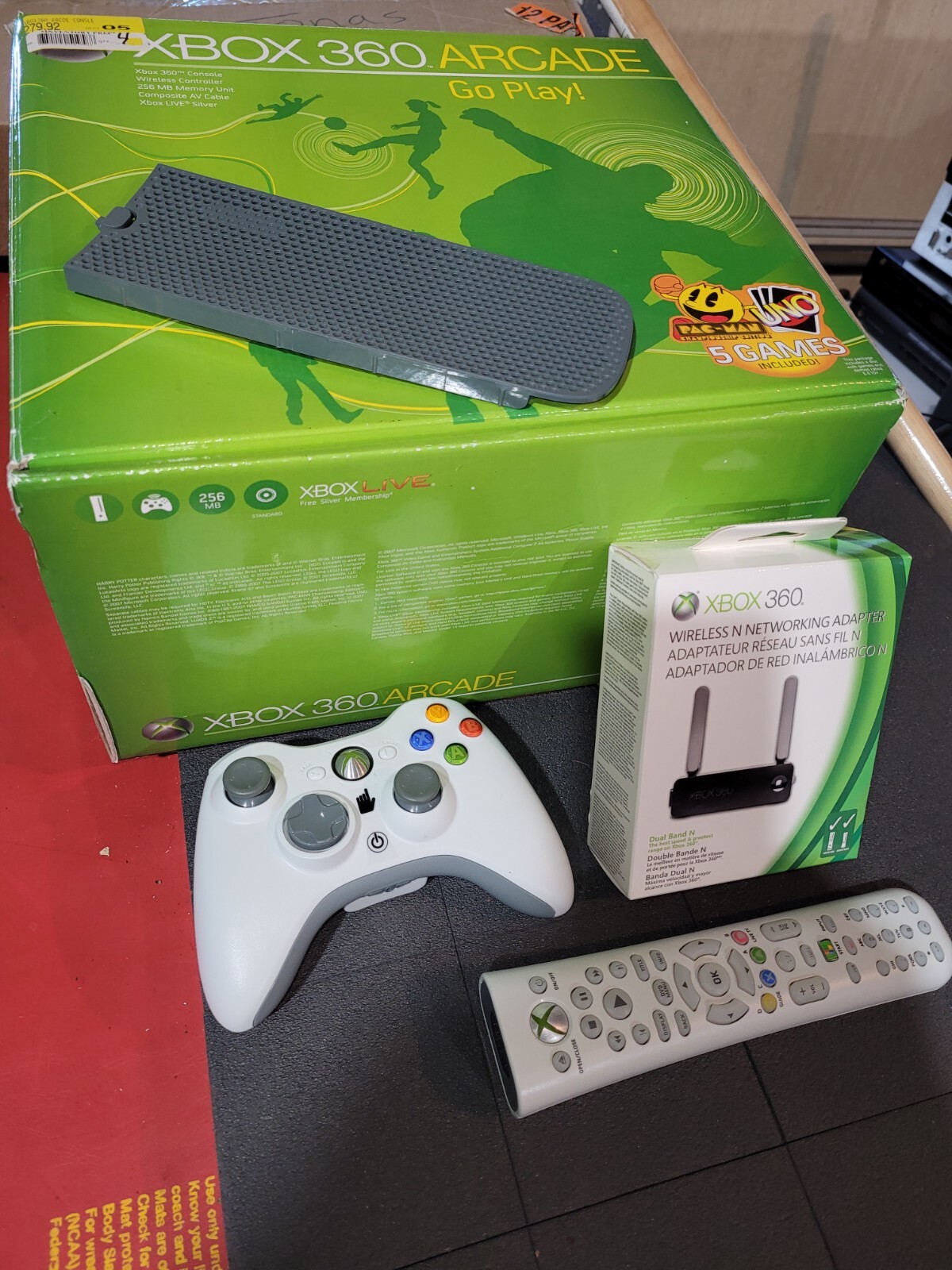 Xbox Arcade 5games Included Set W/remote, 2 Controlers & Wireless Networking…