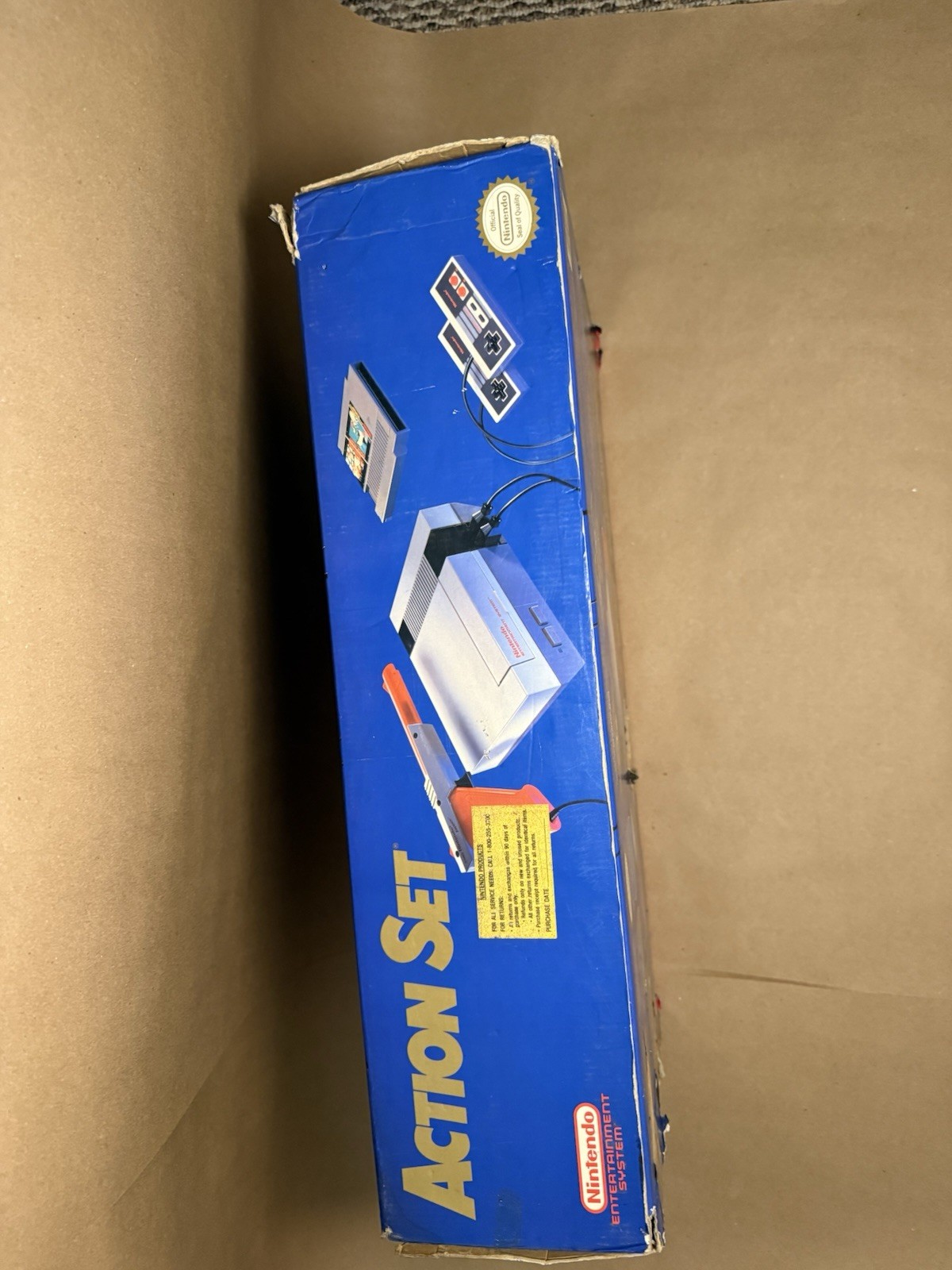 Nintendo NES Action Set Console with Controllers, Game and DAMAGED box