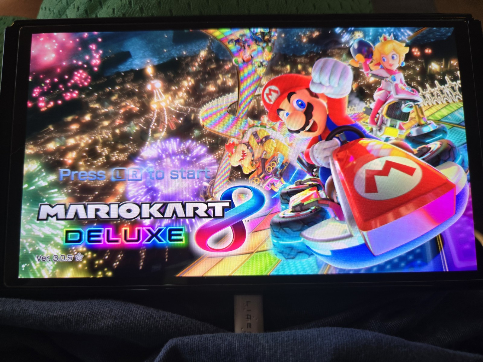 Nintendo Switch OLED Bundle W/2 Controllers, 3 Digital Mario games- USED In Box