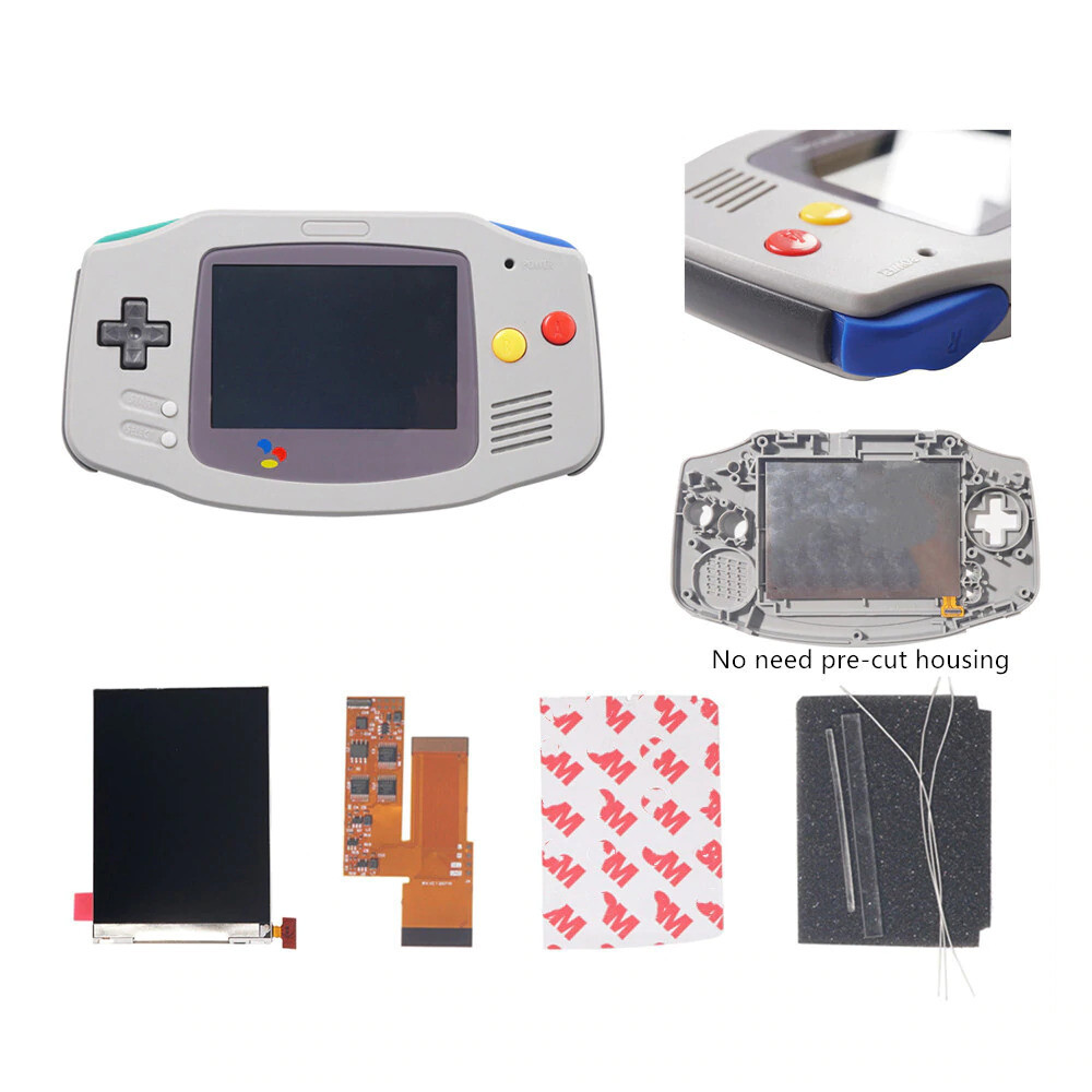 IPS v2 4 Pixels in 1 Full Viewing LCD Kit Backlight For Gameboy Advance GBA