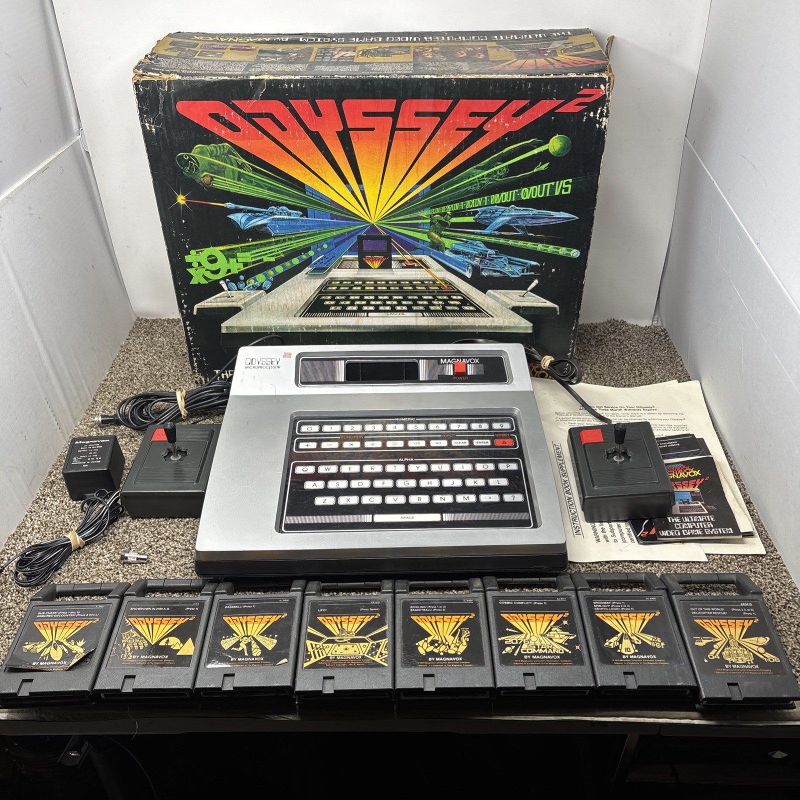 Magnavox Odyssey 2 Game Console All Cables 8 Games TESTED In Box