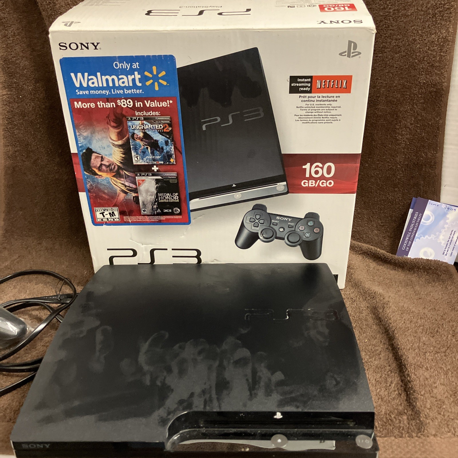 Sony PlayStation 3 PS3 Slim 160GB 2501a Console Bundle w/ Box, Control