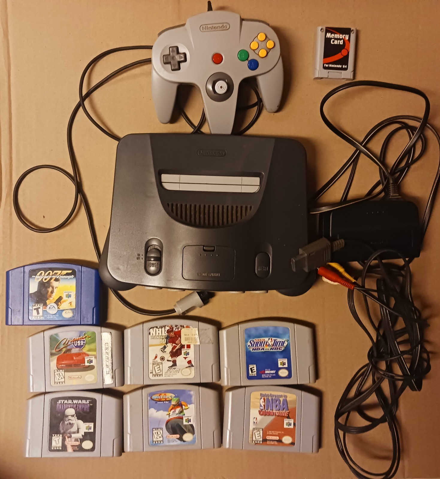 N64 Console Controller Memory Card 7 Games Wave Race Star Wars