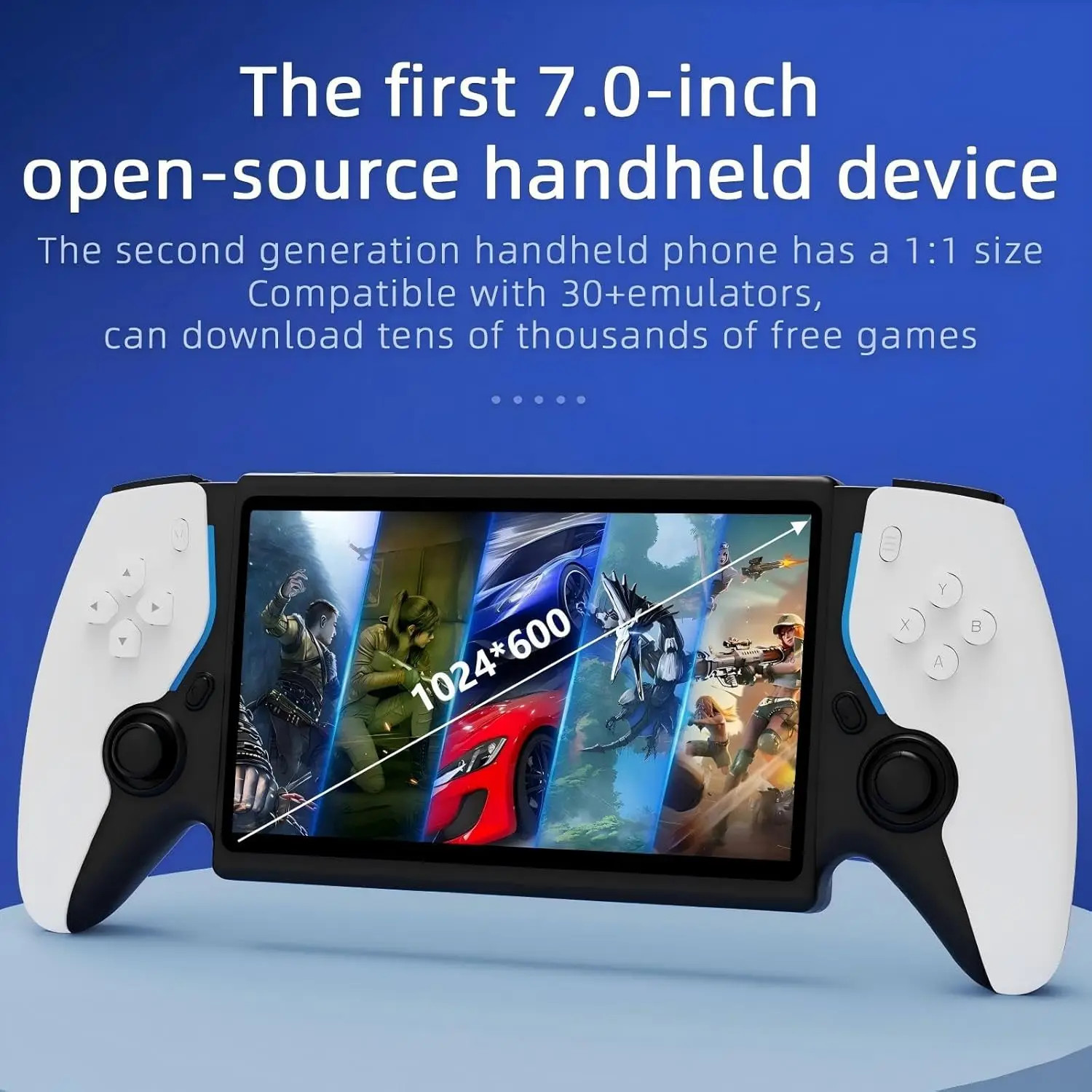 7.0 Inch IPS Screen Linux System Retro Handheld Gaming Console 64GB, Dual Contro