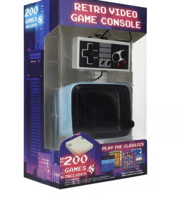 Retro Video Game Console Wired Home System 200 Games Black Blue Gray