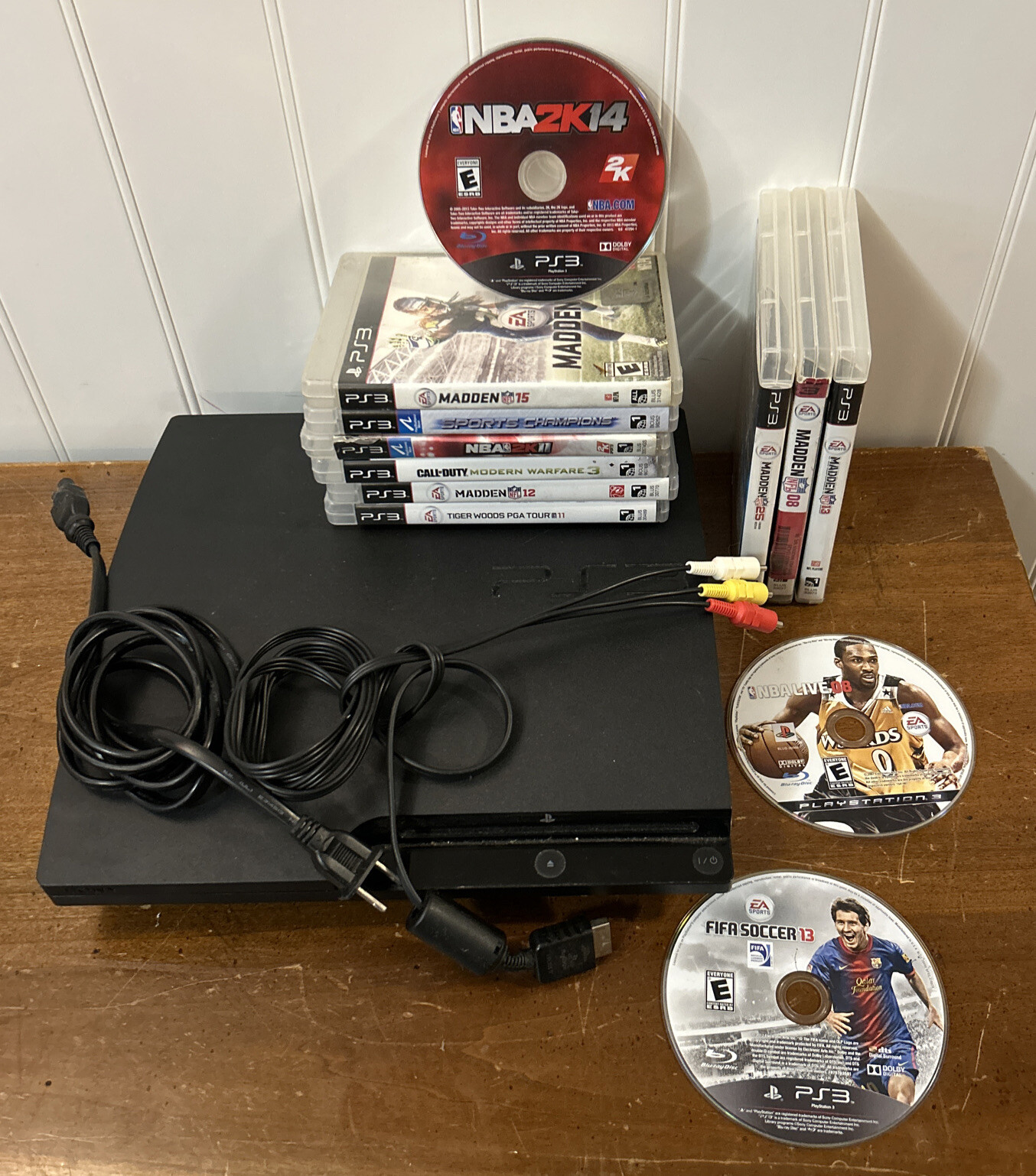 Sony PlayStation PS3 Slim System 320GB CECH-3001B W/9 GAMES TESTED READ FAST SHI