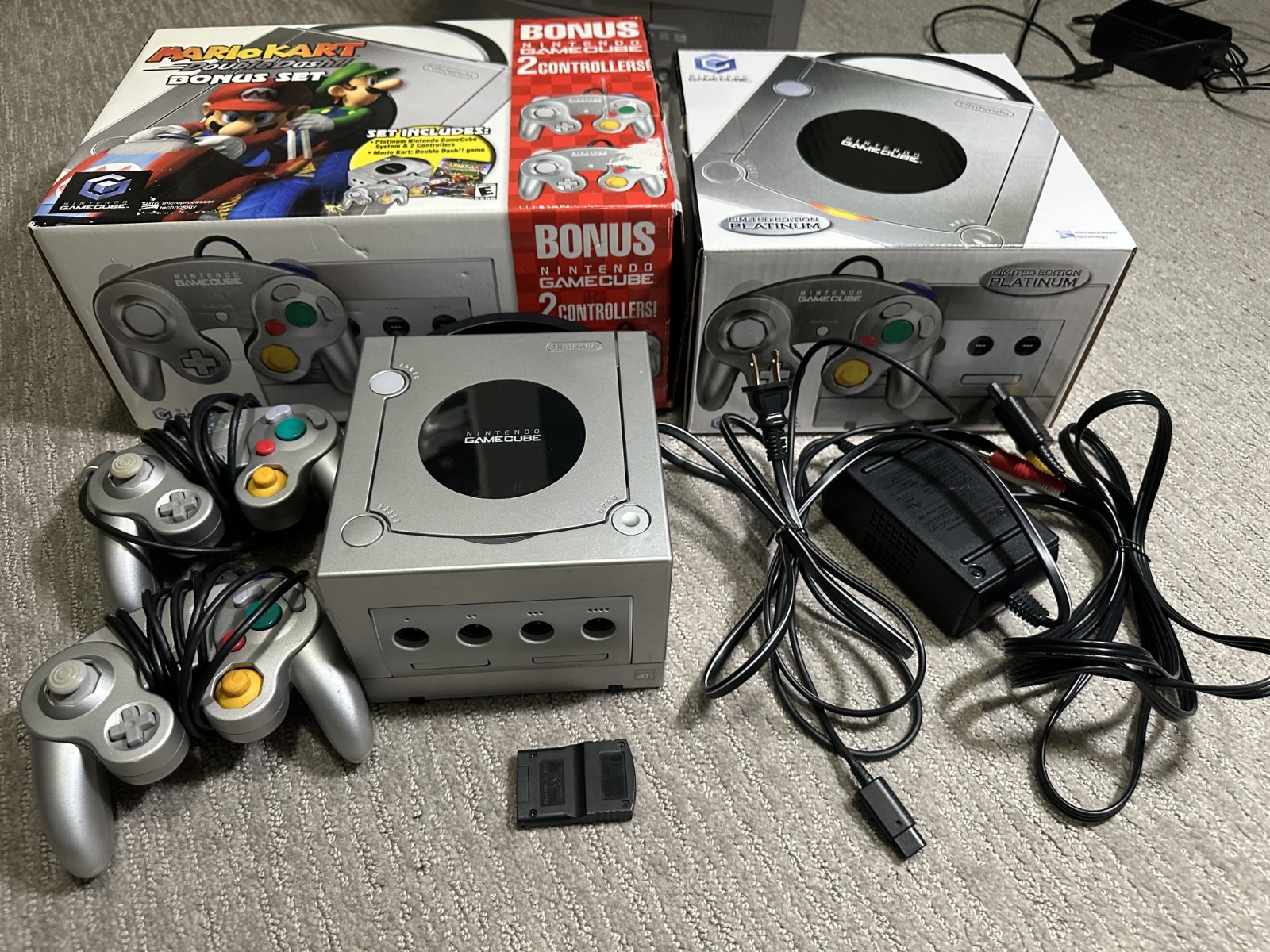 Nintendo Gamecube Platinum Mario Kart Double Dash Bonus Set, No Game – TESTED