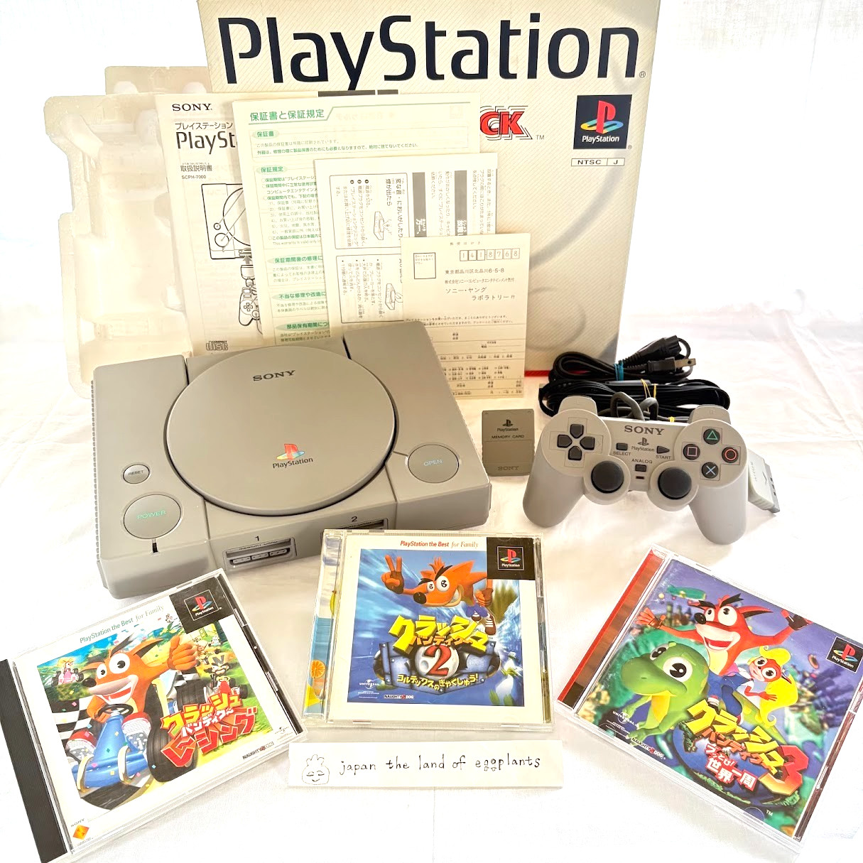 Sony PlayStation 1 PS1 SCPH-7000 Boxed + Crash Bandicoot 2 3 Racing Set Tested