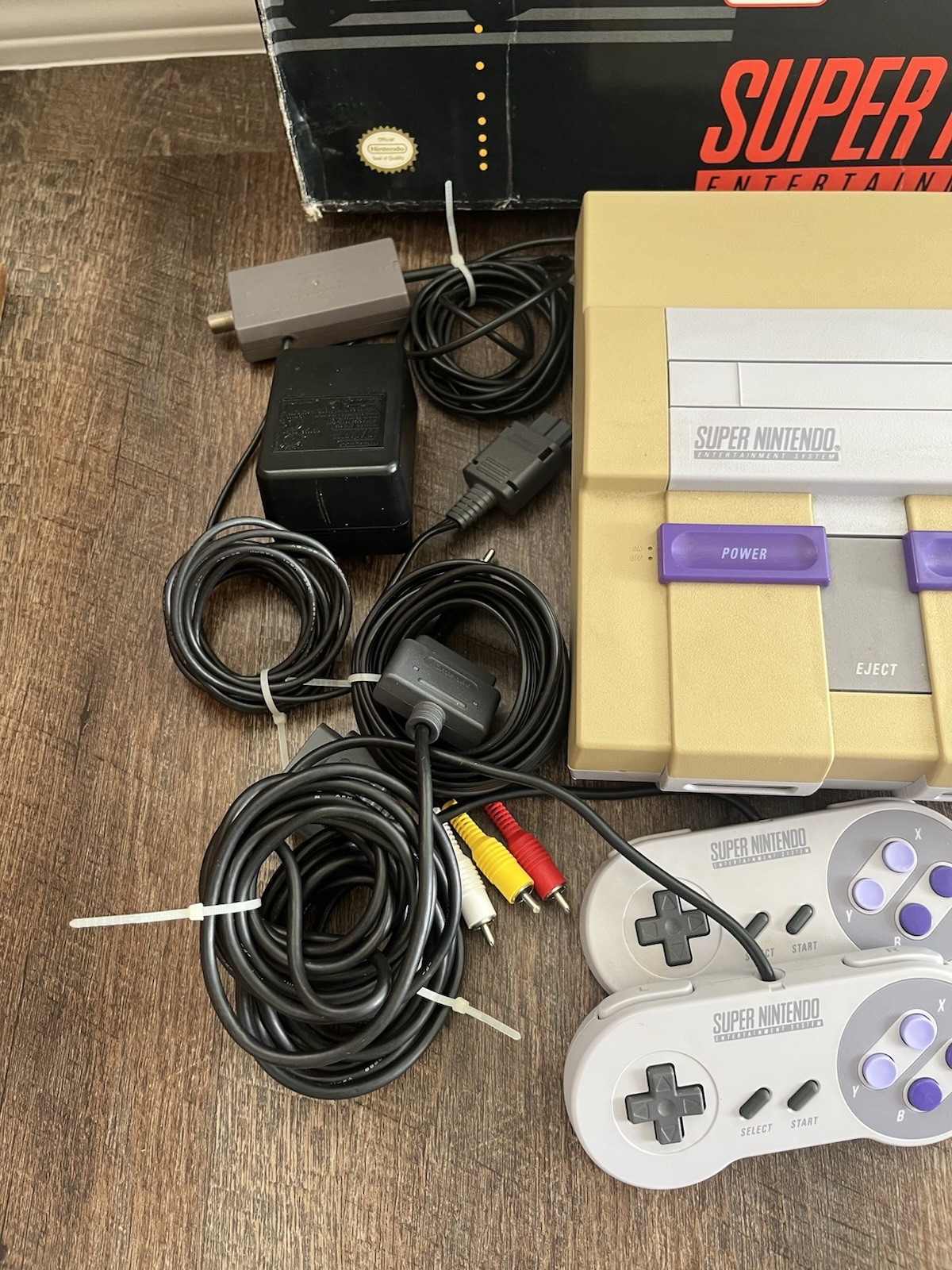 Super Nintendo Home Console, Box, Controllers, Nes Advantage Joystick, Manual