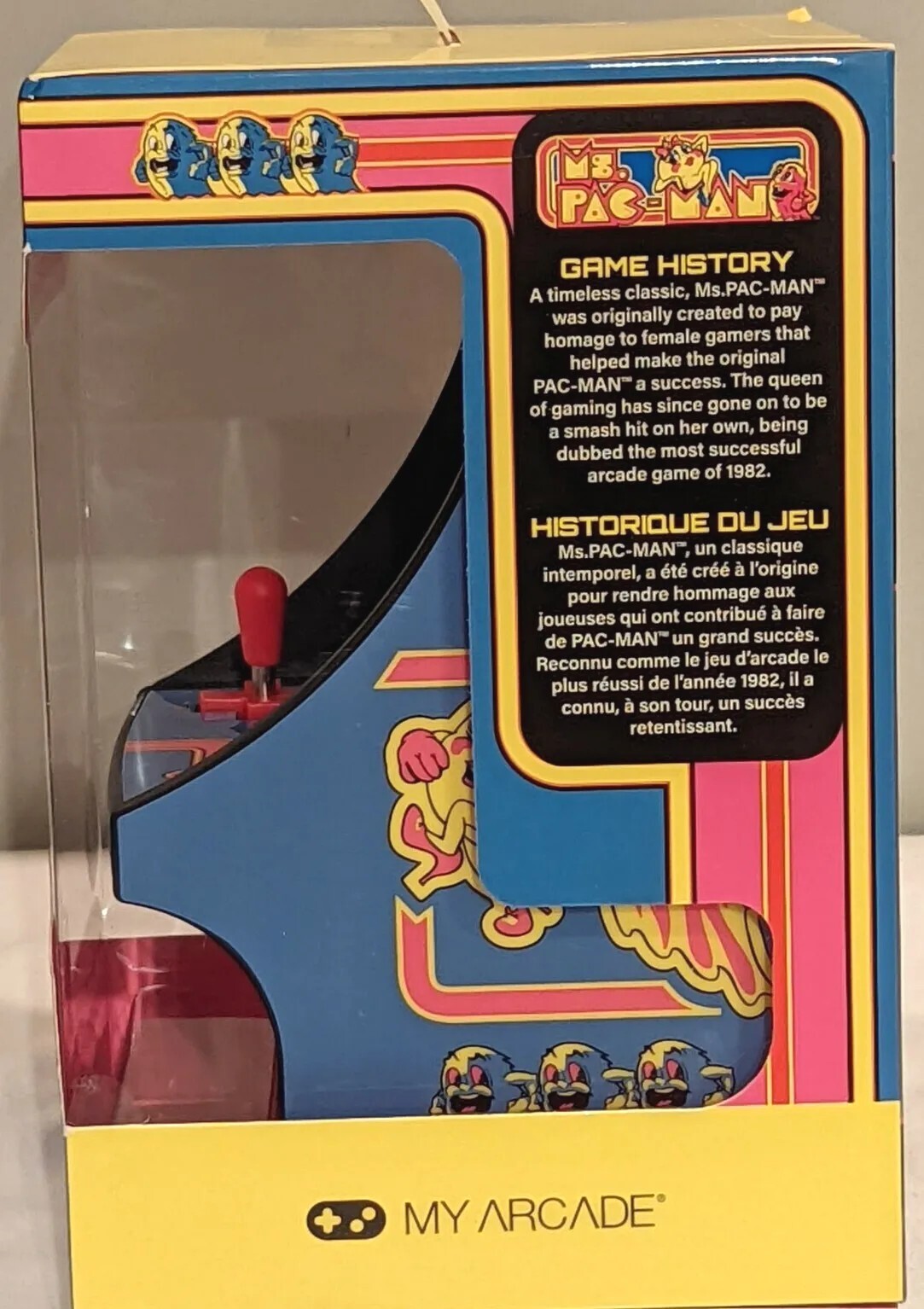 MS.PAC-MAN Micro Player – Collectable Miniature Arcade Cabinet Blue/Pink *NIB!*