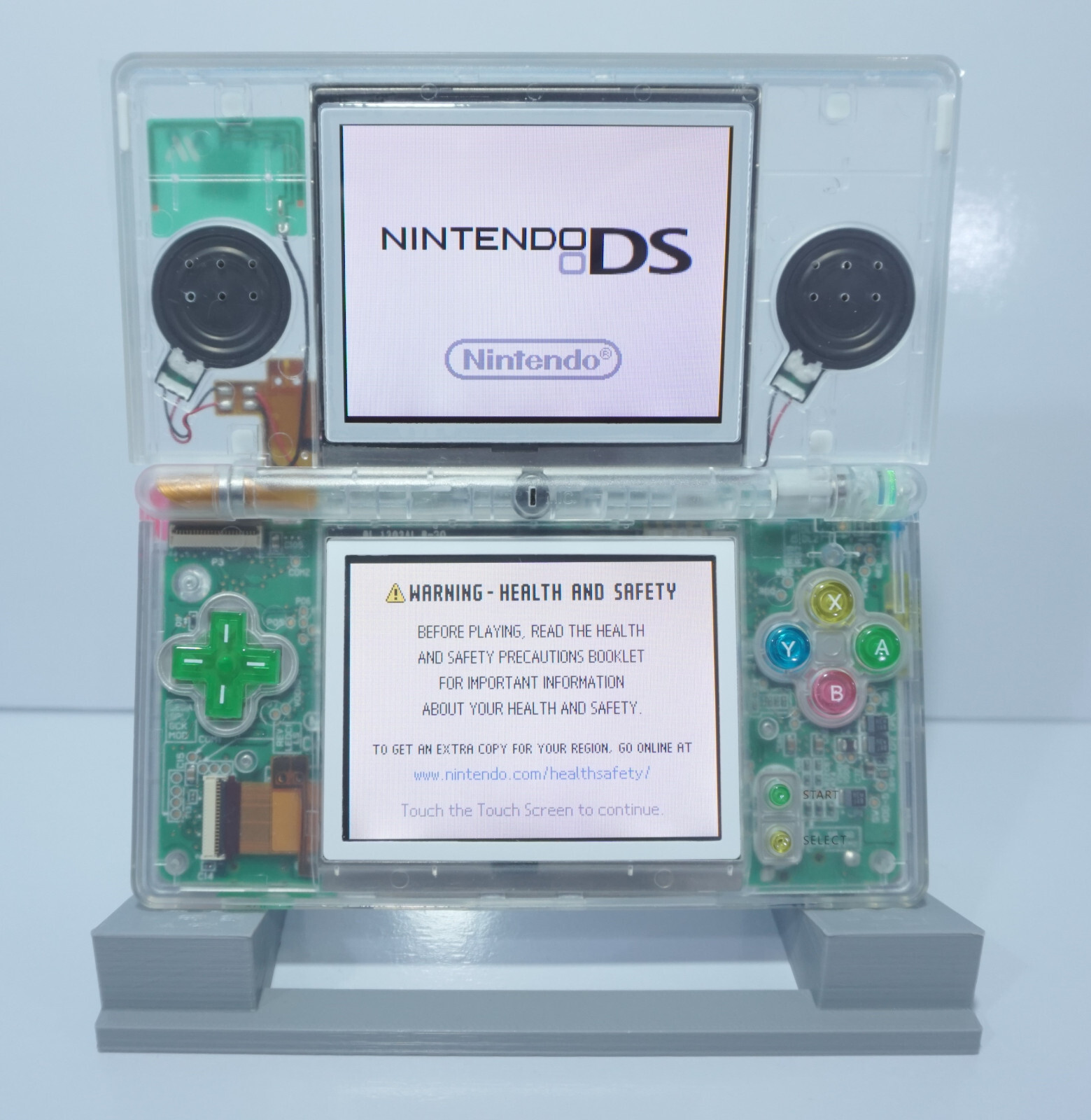 Nintendo DS Lite Transparent Clear Handheld Game System with Rainbow Buttons
