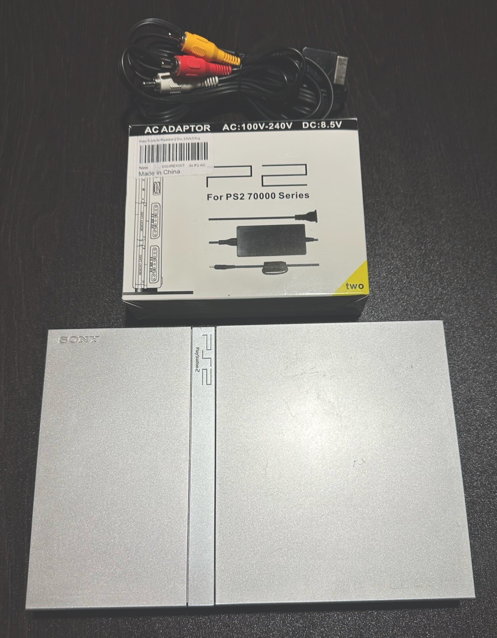 Sony SCPH-79001 Playstation 2 slim Game Console/cables ONLY- Silver Free Ship!