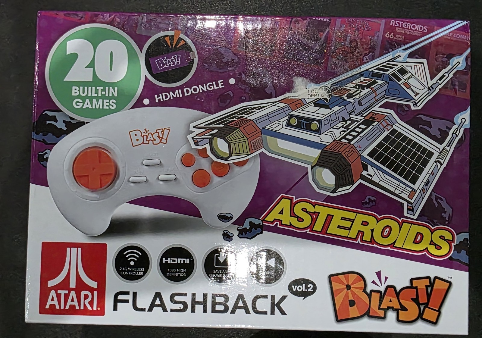Atari Flashback 2 – 20 Games – Asteroids – Wireless HDMI Dongle – Brand New