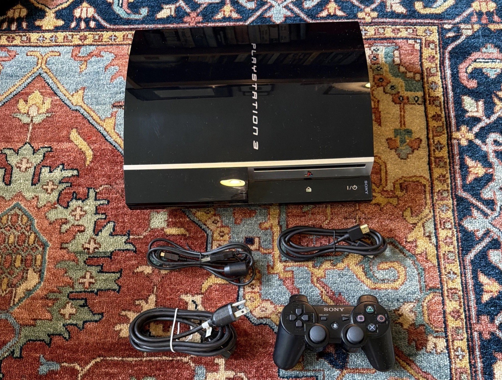 Sony PS3 PlayStation 3 Fat 80GB PS1 Compatible Console CECHL01 + 4 Games – MINT