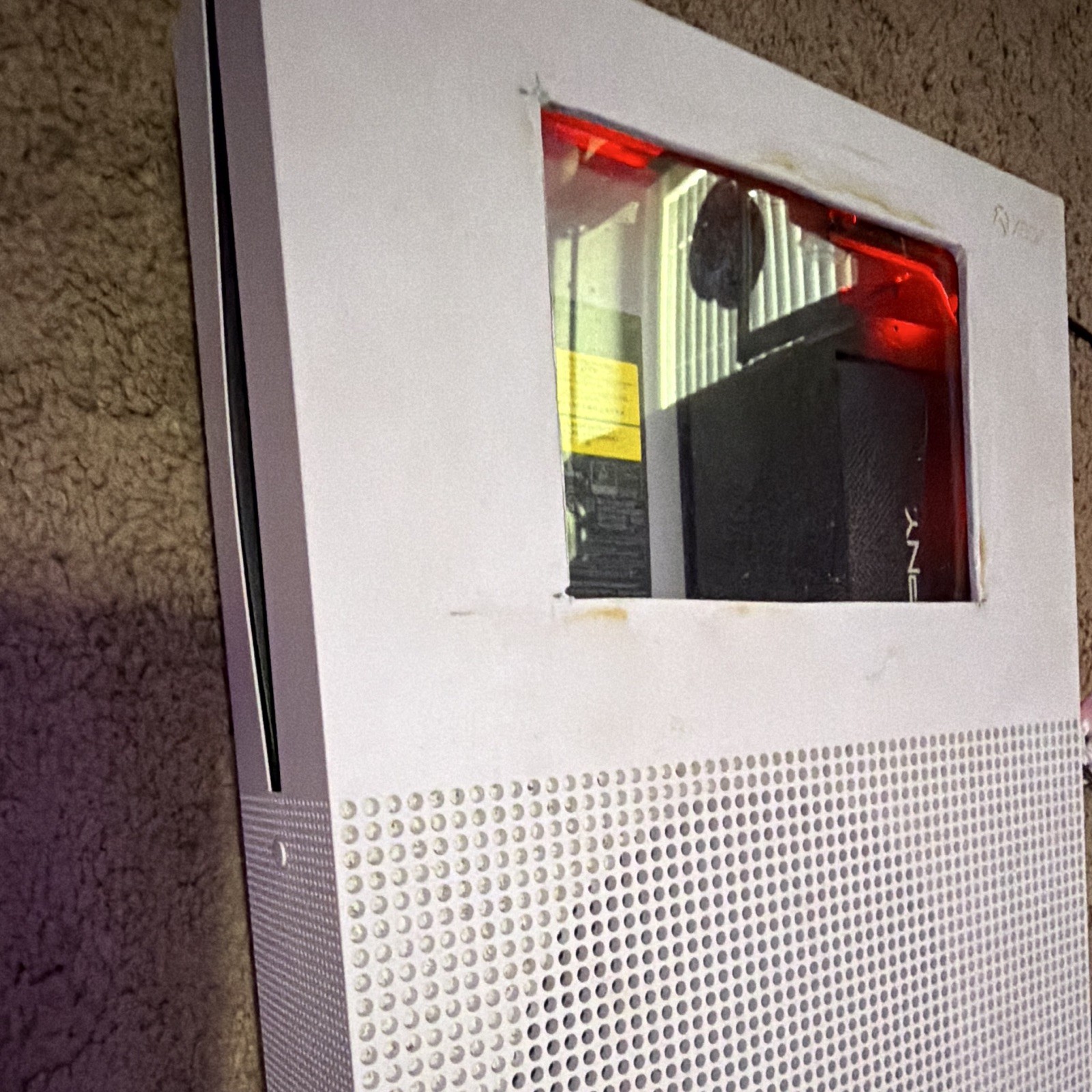 Microsoft Xbox OneS 1TB SSD White Console Red Power LED, Clear Top Internal LEDS