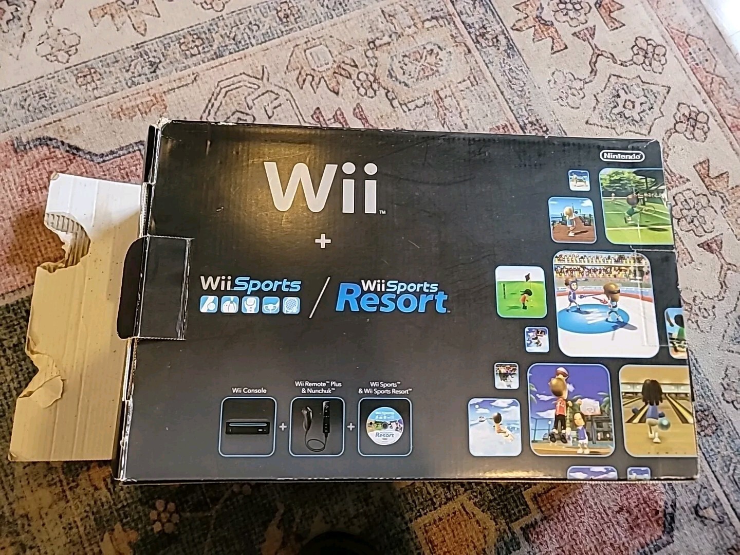 Nintendo Wii: Wii Sports + Wii Sports Resort Black !BOX ONLY! SEE PHOTOS READ