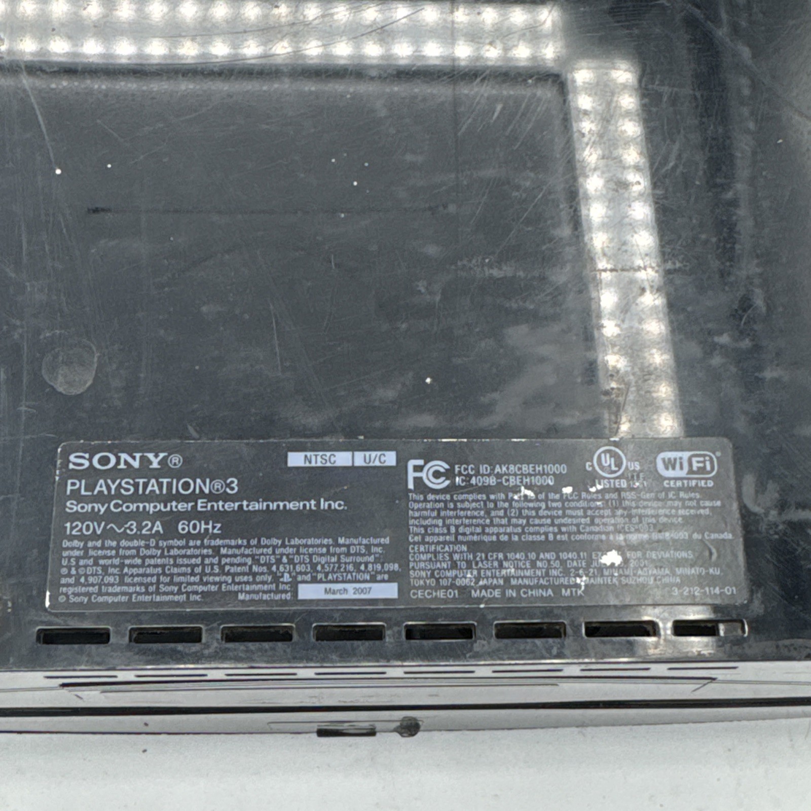 Sony Playstation 3 Backwards Compatible 80GB CECHE01 Console OnlY Power Cord