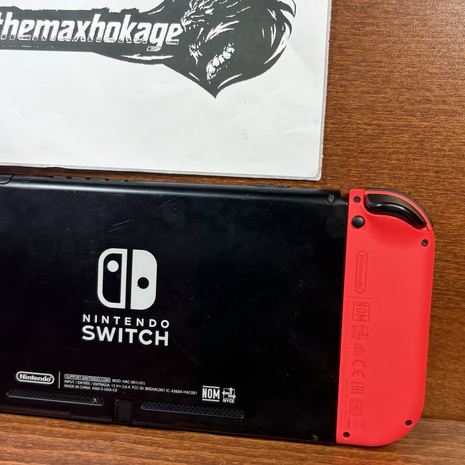 Nintendo Switch with Neon Red Joy-Cons | Works Perfectly | New Red Grip Included