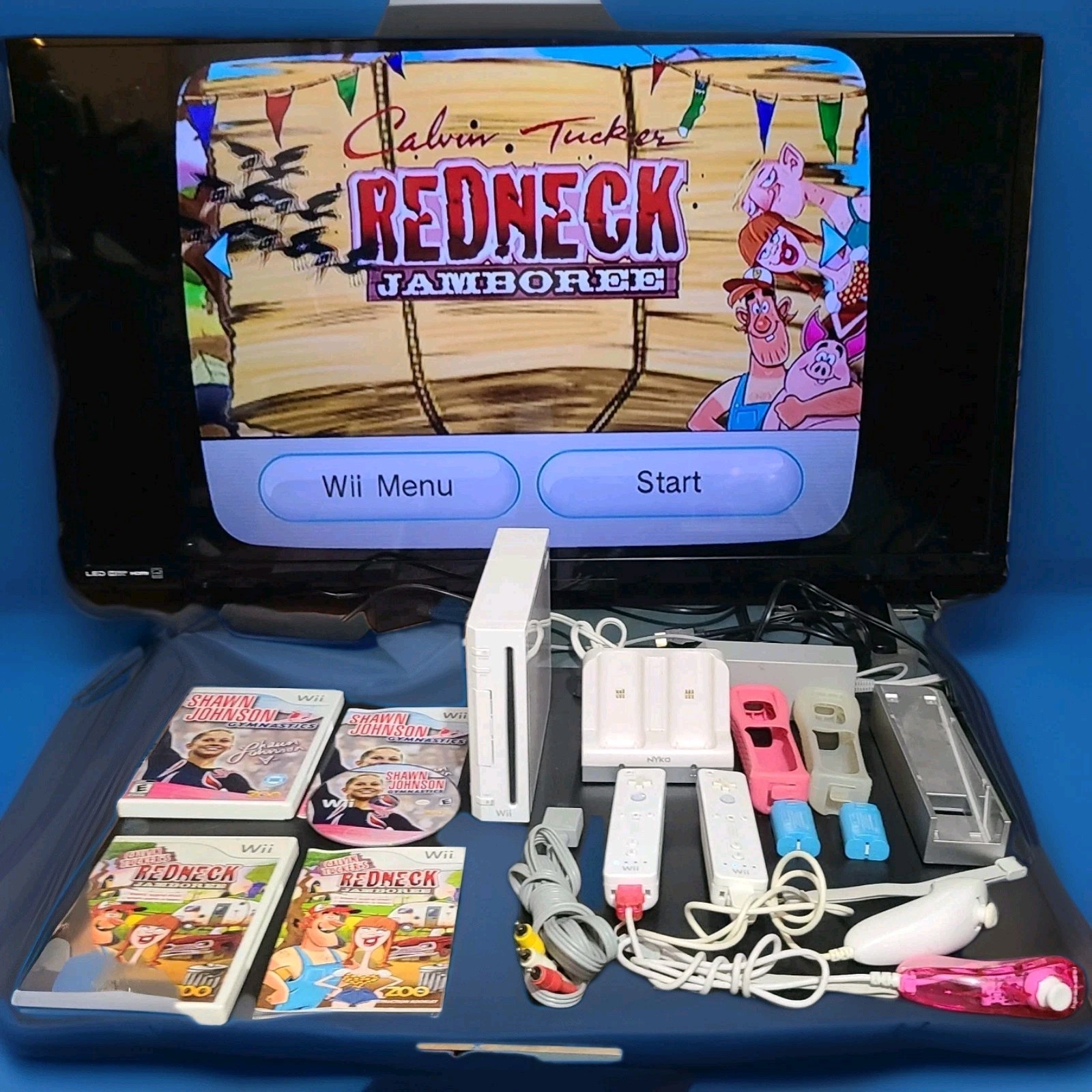 Nintendo Wii RVL-001 Console BUNDLE w/ Controllers,Charger/Batteries,Games +MORE