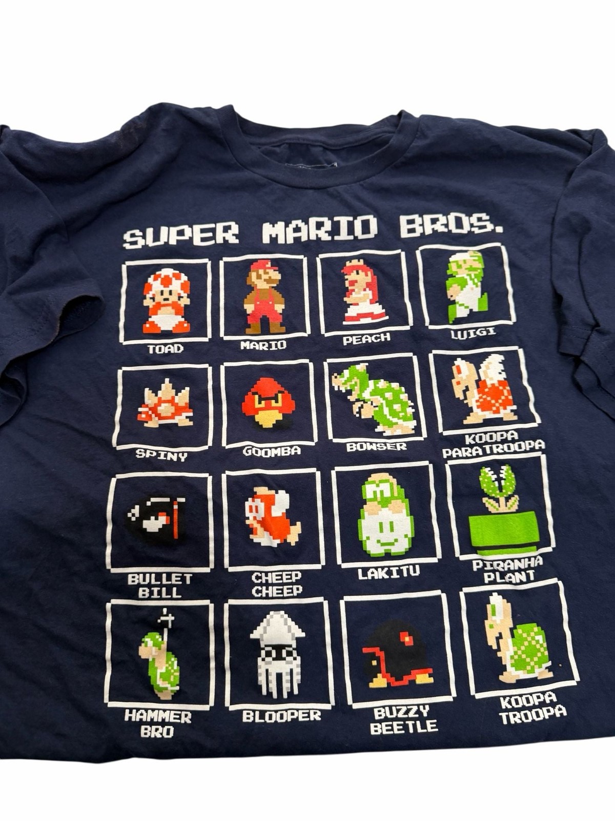 Nintendo Super Mario Bros. Retro 8-Bit Pixel Character Grid Graphic T-Shirt