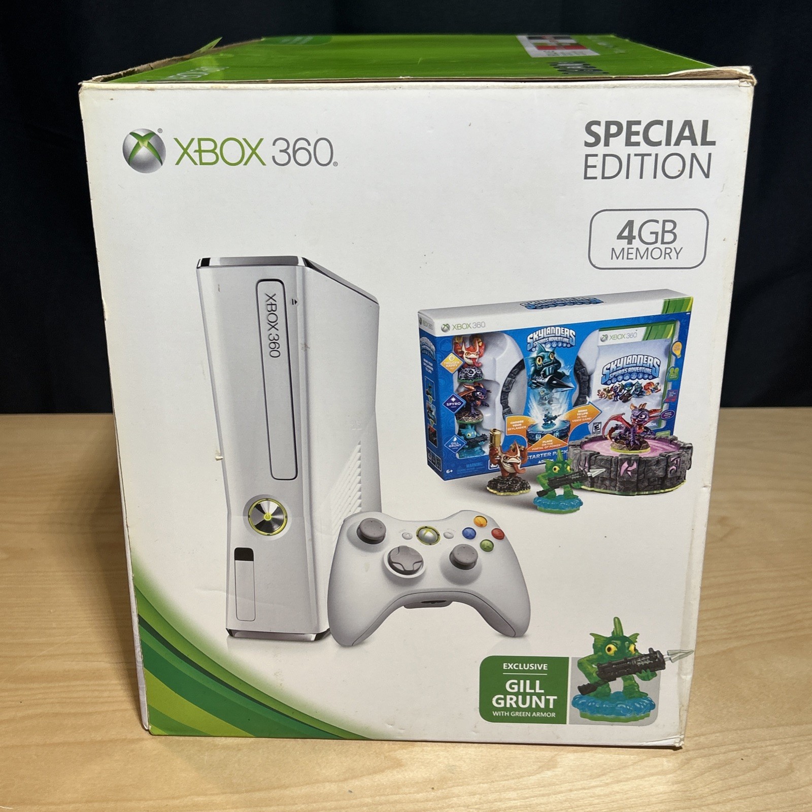 2012 Microsoft Xbox 360 Slim 4GB White Console Skylanders Bundle New OPEN BOX