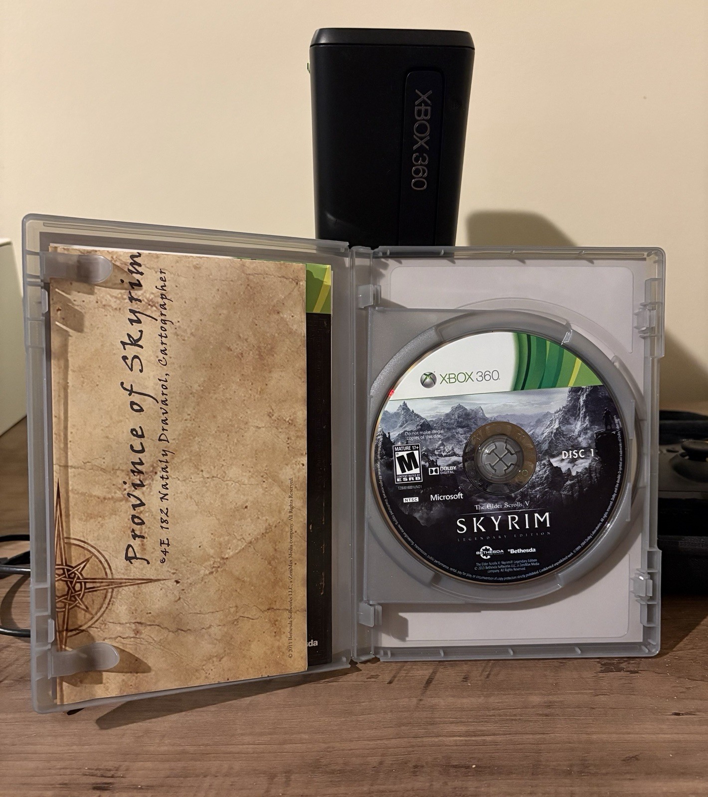 Custom Xbox 360 S 500GB Skyrim Bundle | Power Supply | Controller — Fully Tested