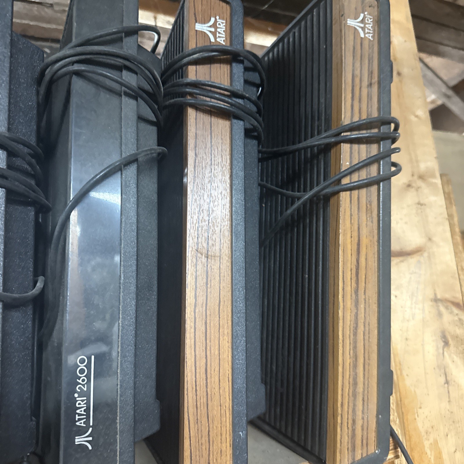 6 Atari Video Computer System – Wood Grain – Game Console Only Bundle Lot