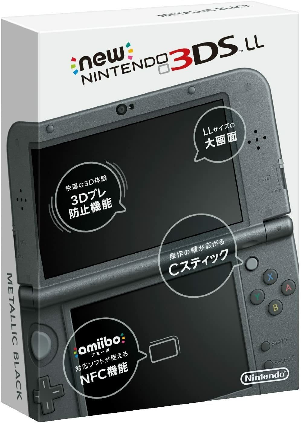 USED Japanese New Nintendo 3DS XL LL METALLIC BLACK with all items RED-001