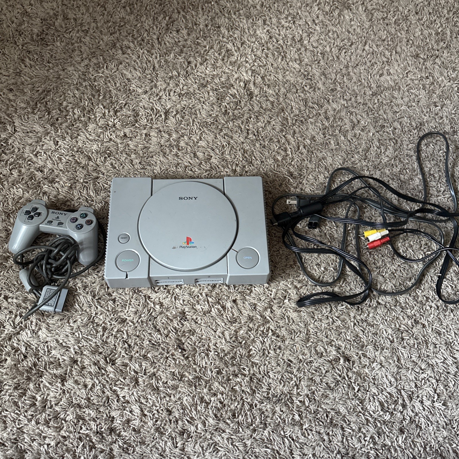 Sony PlayStation 1 Gray Console controller And Cords SCPH-5501 -Tested + Working