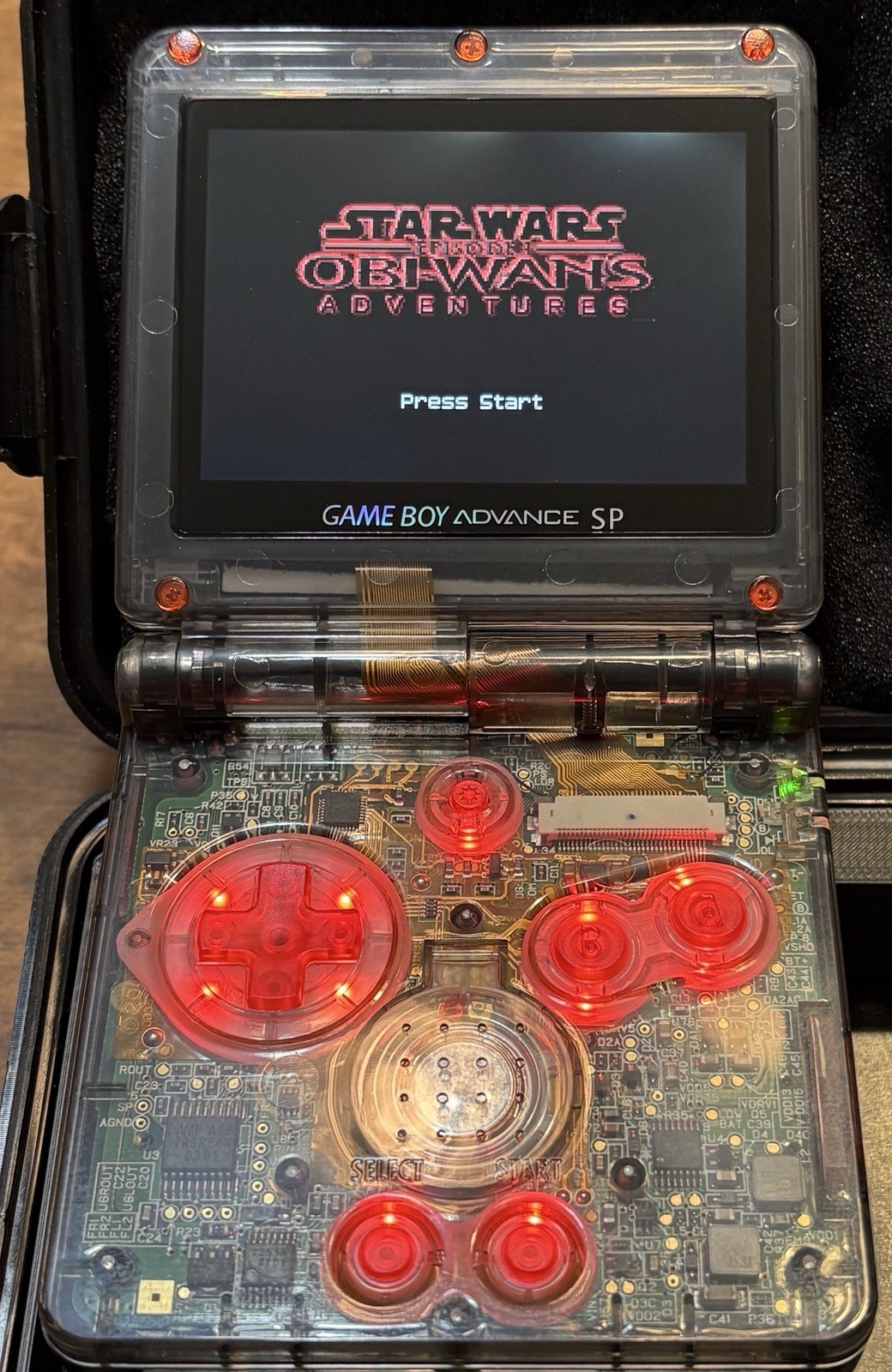 GameBoy Advance SP Custom Darth Vader, IPS Screen, USB-C, LED Lights, Cust Case