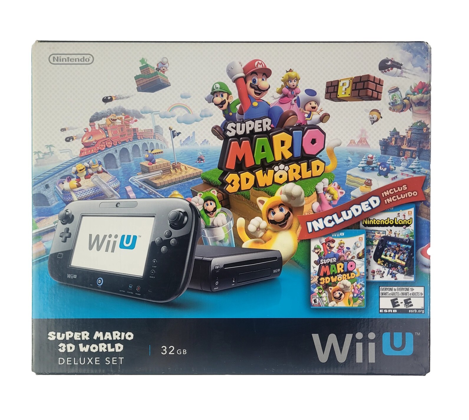 Wii U 32GB Super Mario 3D World Deluxe Set Game Console In Box 9 Pieces