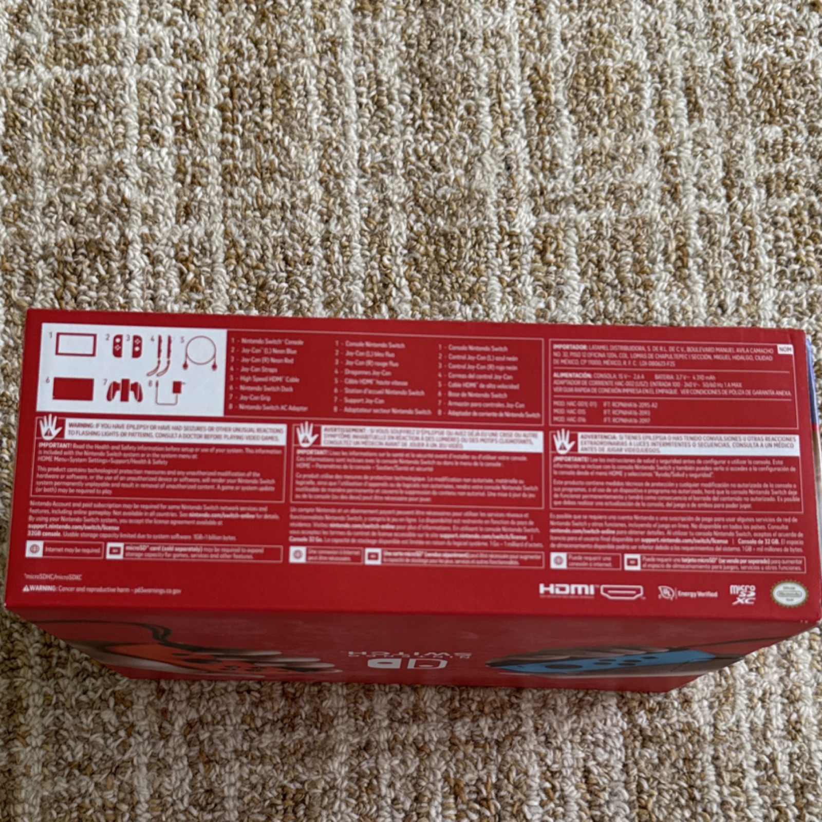 Nintendo Switch Console Neon Blue & Red Joy-Con Wi-Fi HDMI USB-C Handheld