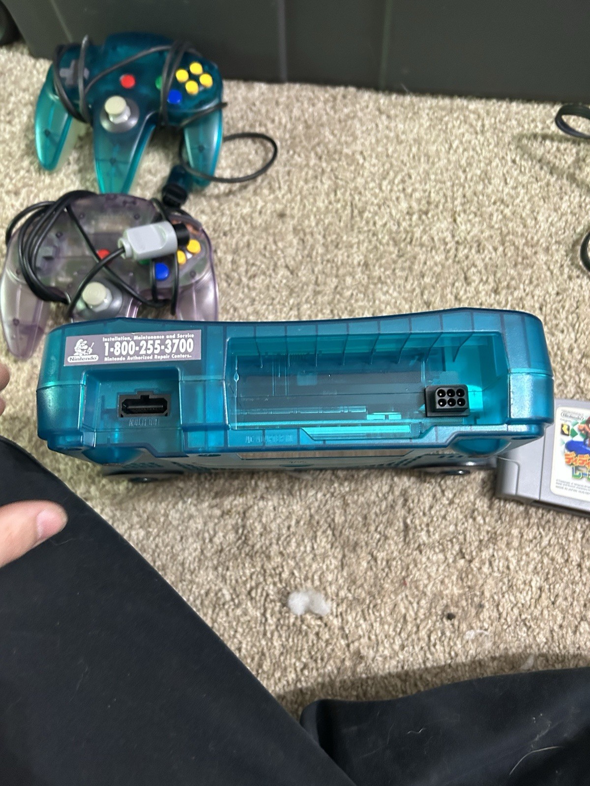 Region Free Nintendo 64 Blue Console w/ 2 Controllers, Expansion Pack ,and Game