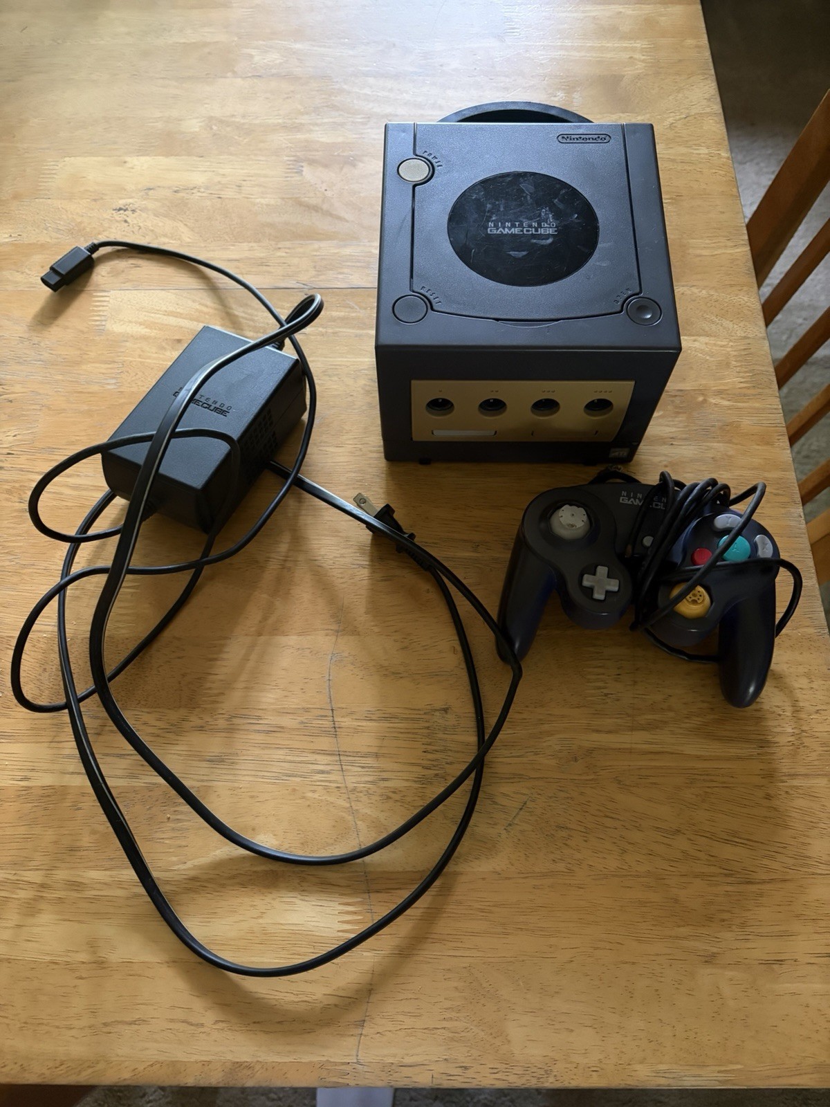 Nintendo GameCube Gray And Purple Console DOL-001+ Controller And Power Cord