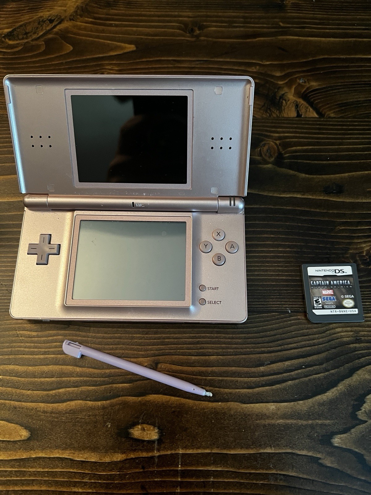 Nintendo DS Lite Pink W/Stylus (No Charger) Works! Captain America Super Soldier