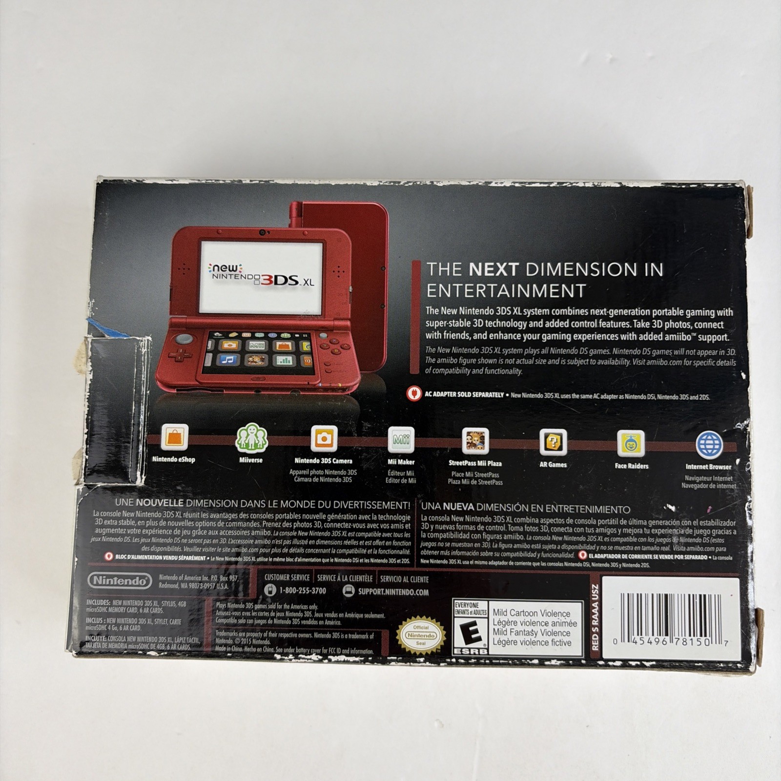 Nice! Nintendo New 3DS XL Red Complete In Original Box W Charger Stylus US Model