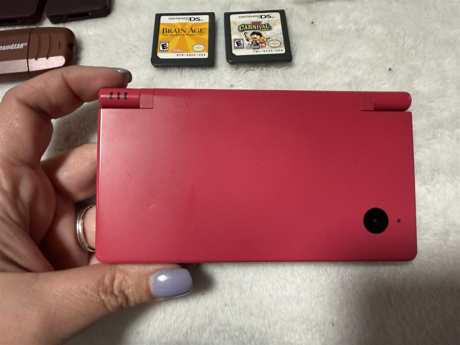 NINTENDO DSi PINK HANDHELD CONSOLE SYSTEM TWL-001 W/ GAMES / CASE / EXTRAS
