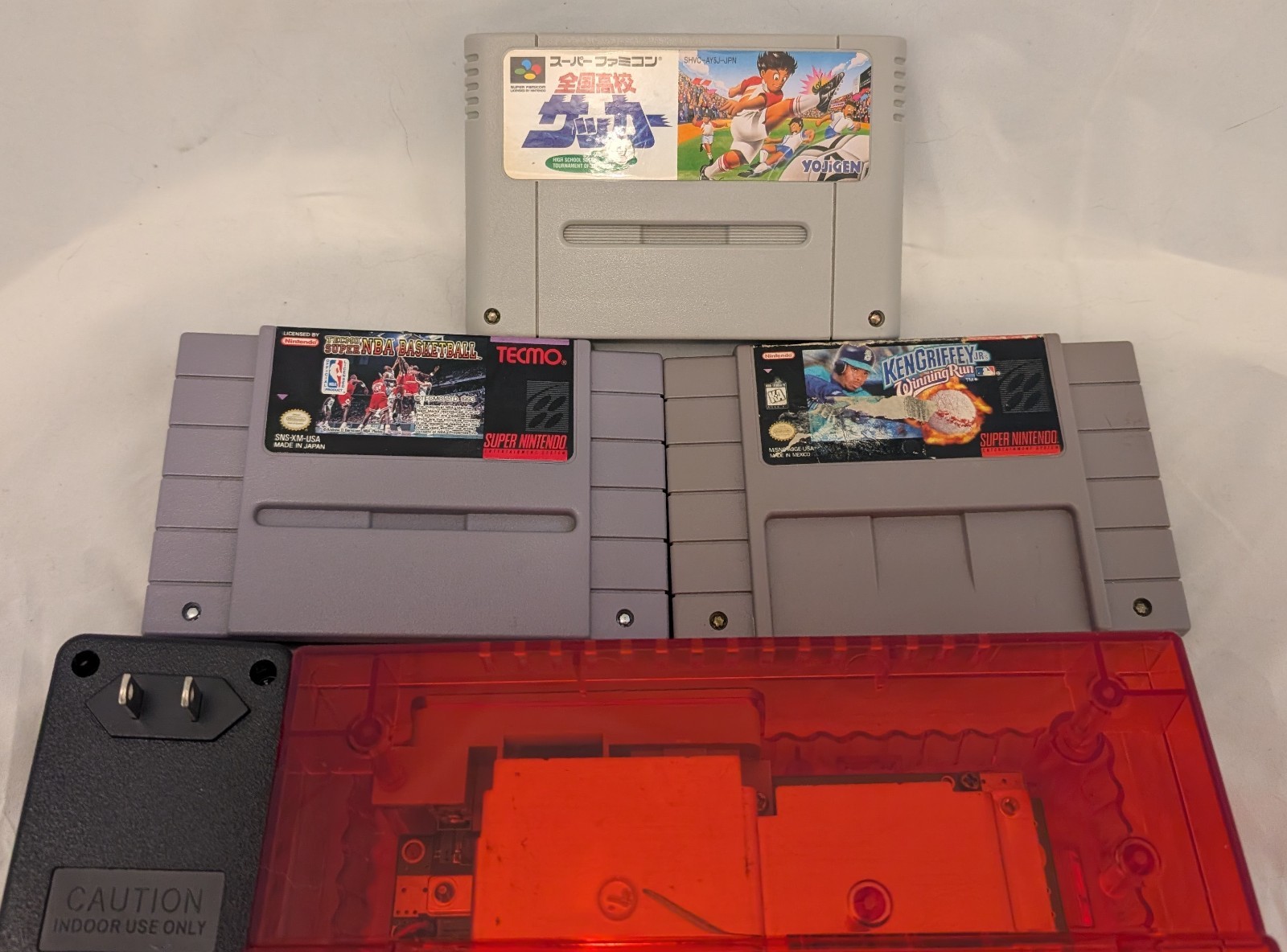 SNES Console Controllers & Games Bundle Red Case Recapped Plays SNES & SFC Games