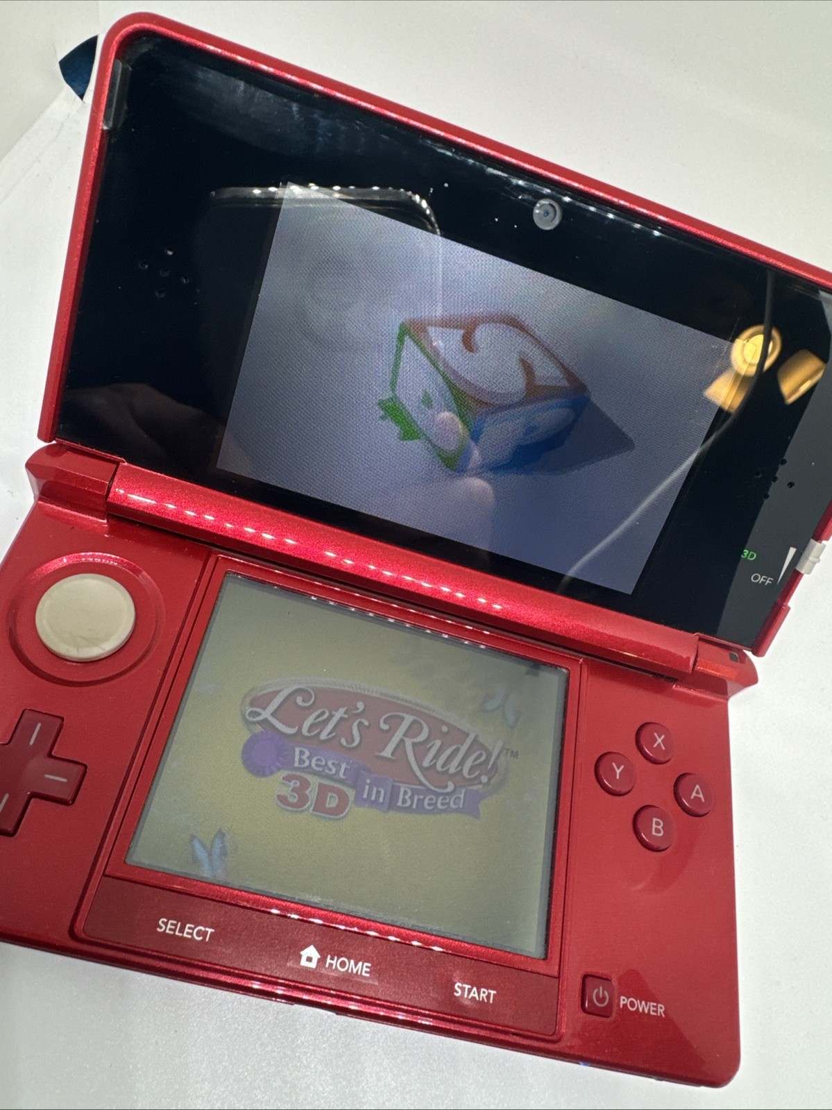 Nintendo 3DS Handheld System Flame Red CTR001 Bundle Charger Game SD Card Clean