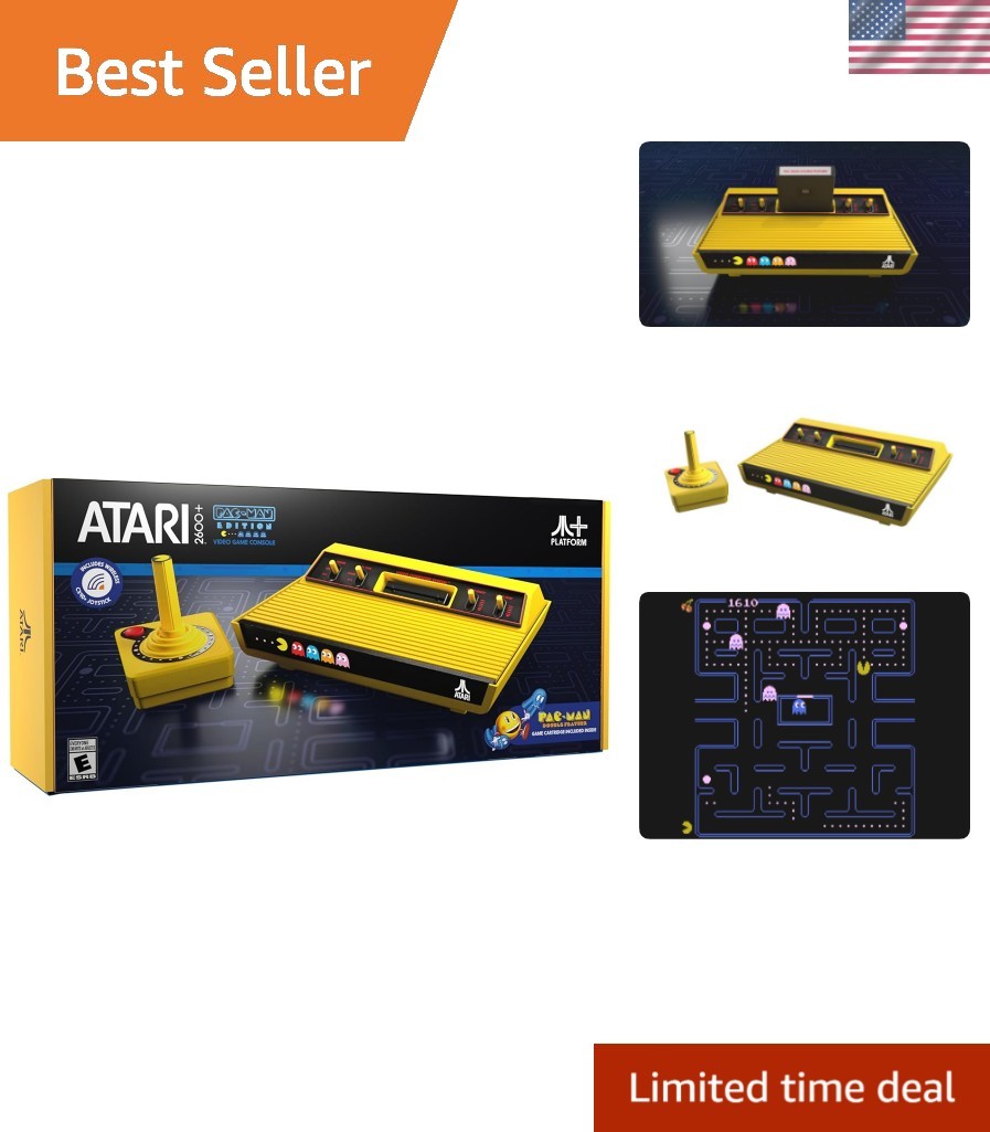 Atari 2600+ PAC-MAN Edition Console, Game & Wireless Joystick