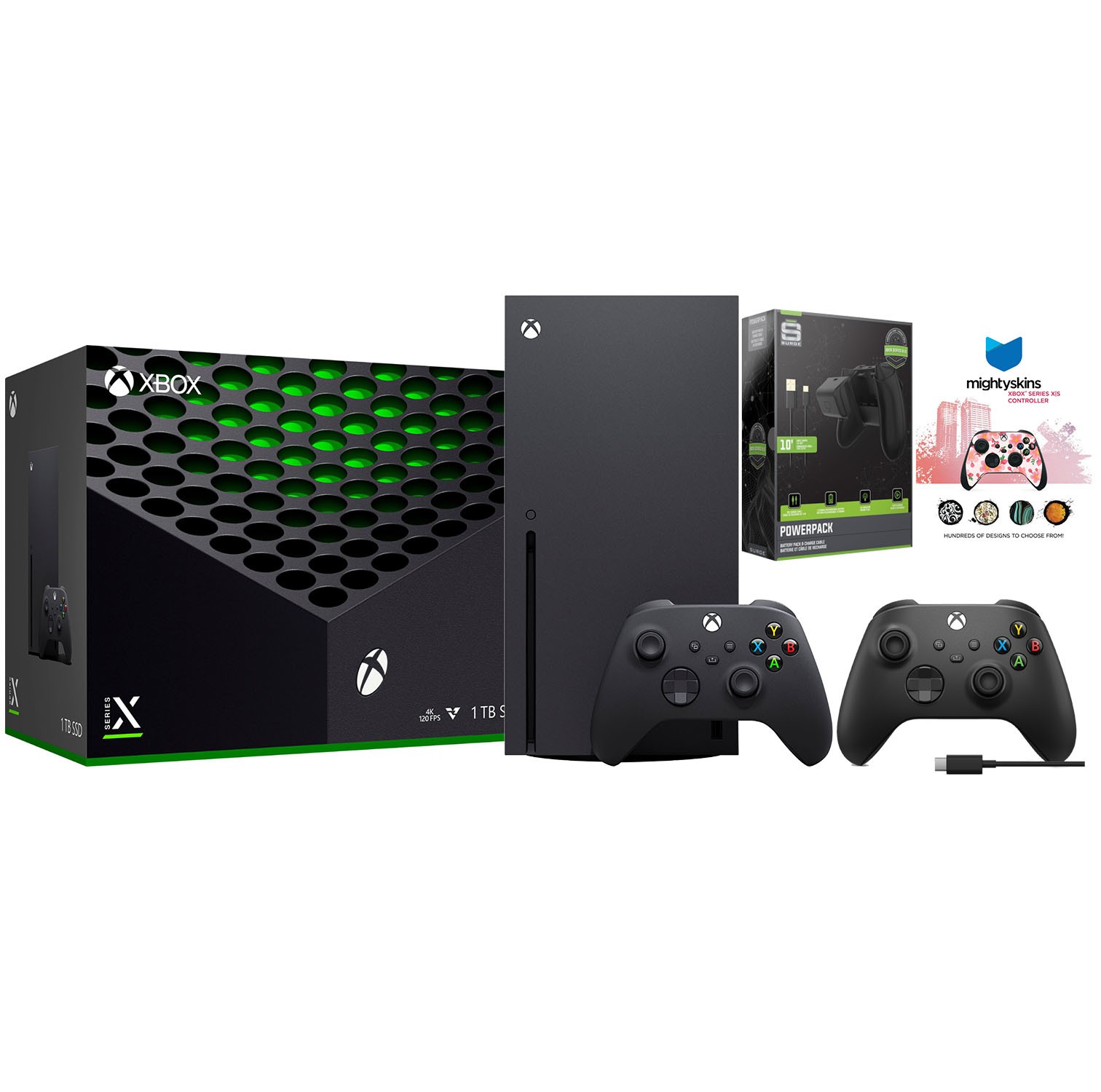 Xbox Series X 1TB Disc + Extra Controller + MightySkins Code – Black