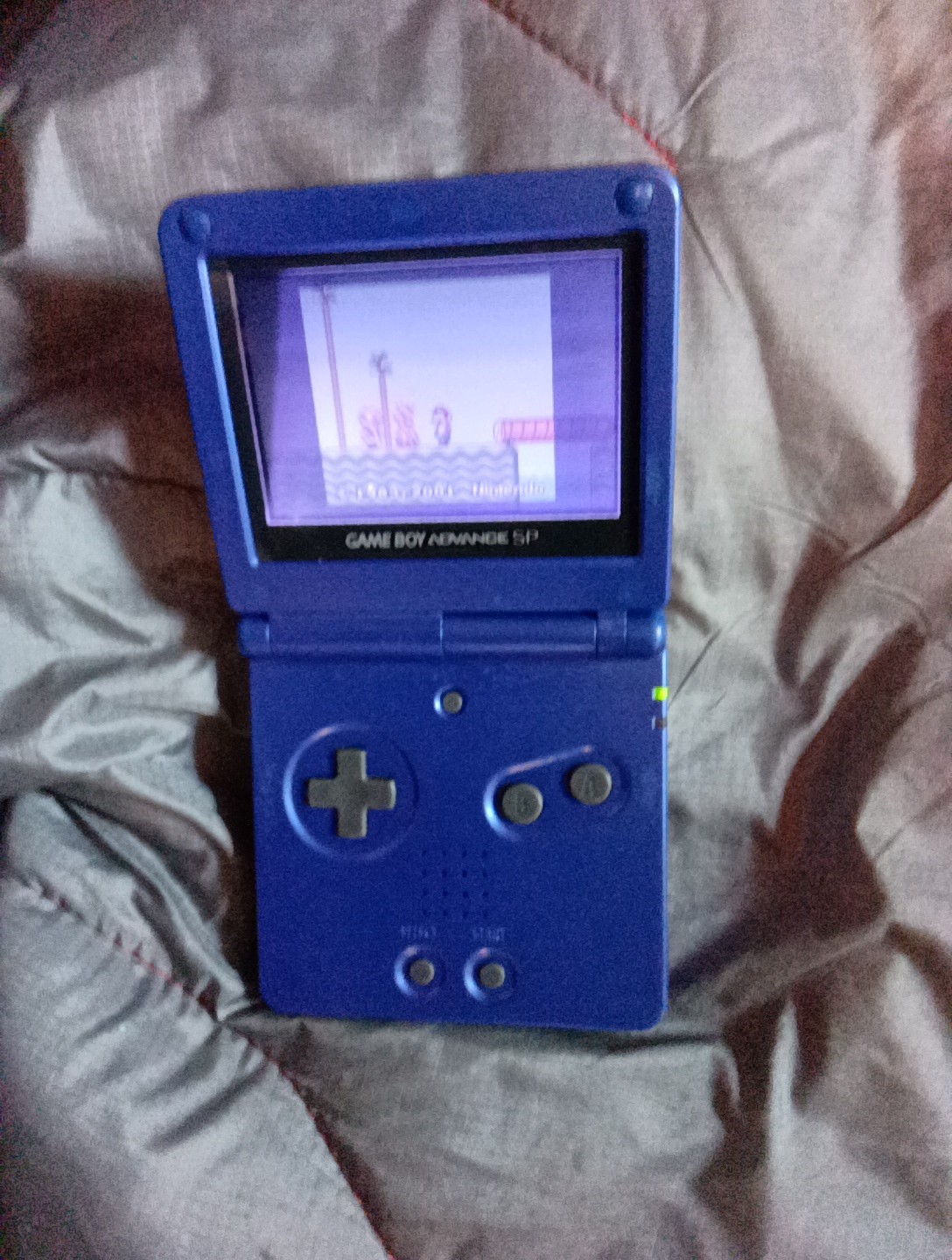 Pearl Blue Nintendo Game Boy Advance SP AGS-001 w/ Charger & Super Mario Advance