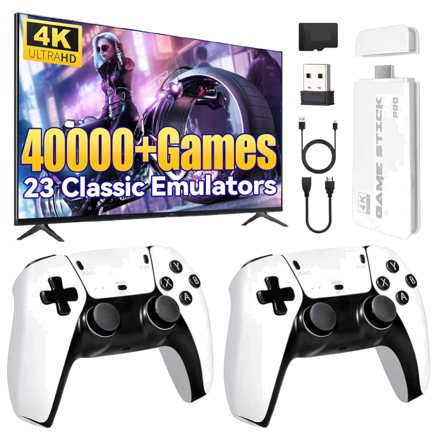 Plug and Play Game Stick, 40K+ Games, 4K HDMI, 128GB TF Card